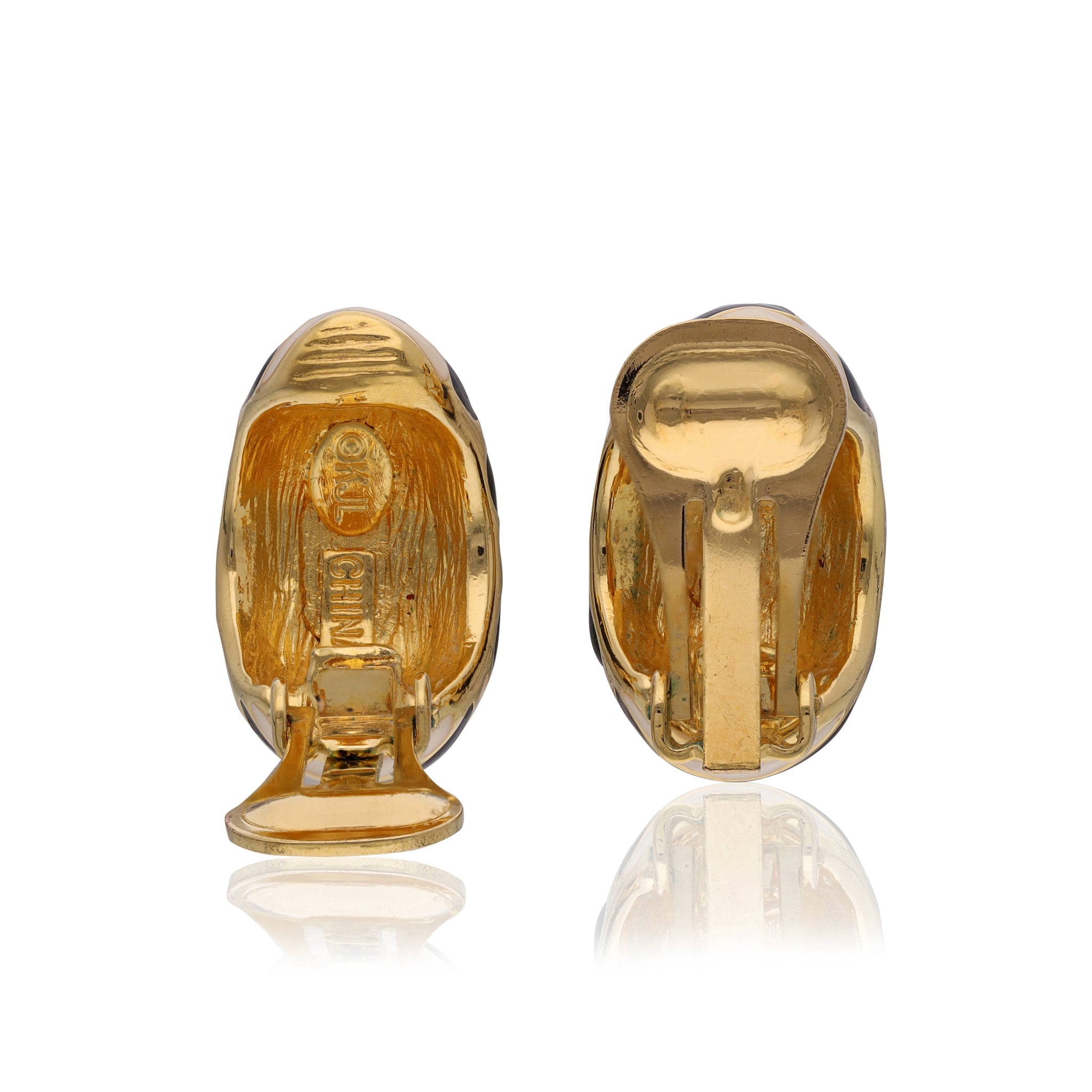 Kenneth Jay Lane Zebra Strips Clip Earrings