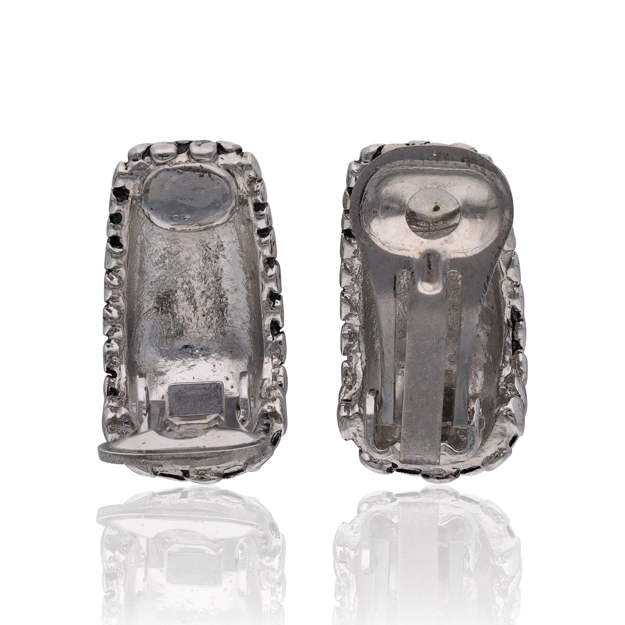 Vintage Silver Tone Dotted Ear Clips