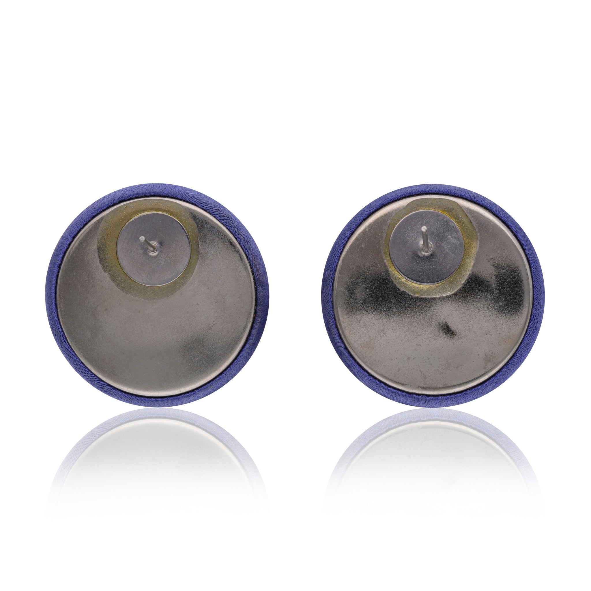 Vintage Blue and Faux Pearl Button Earrings
