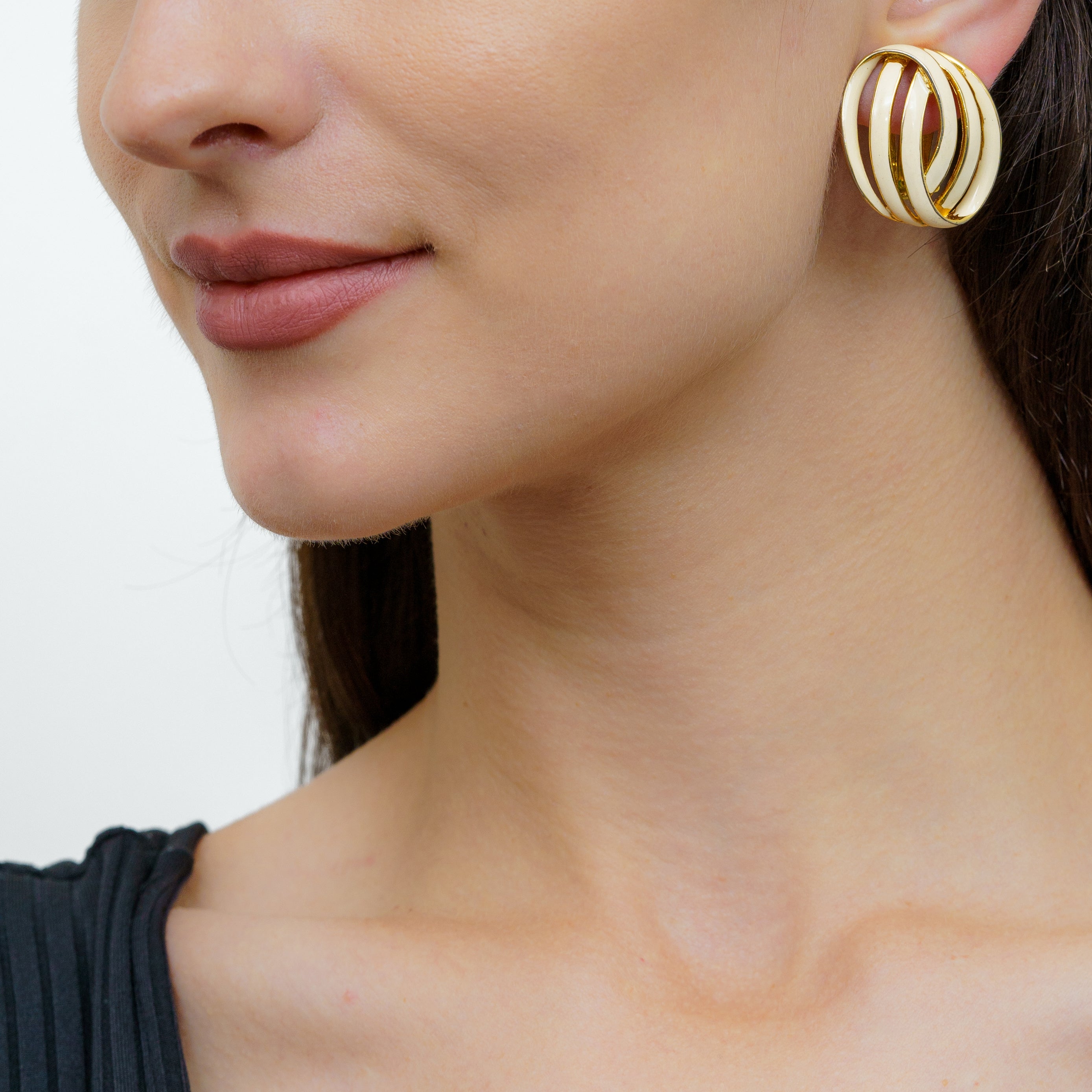 Vintage Cage Enamel Ear Clips