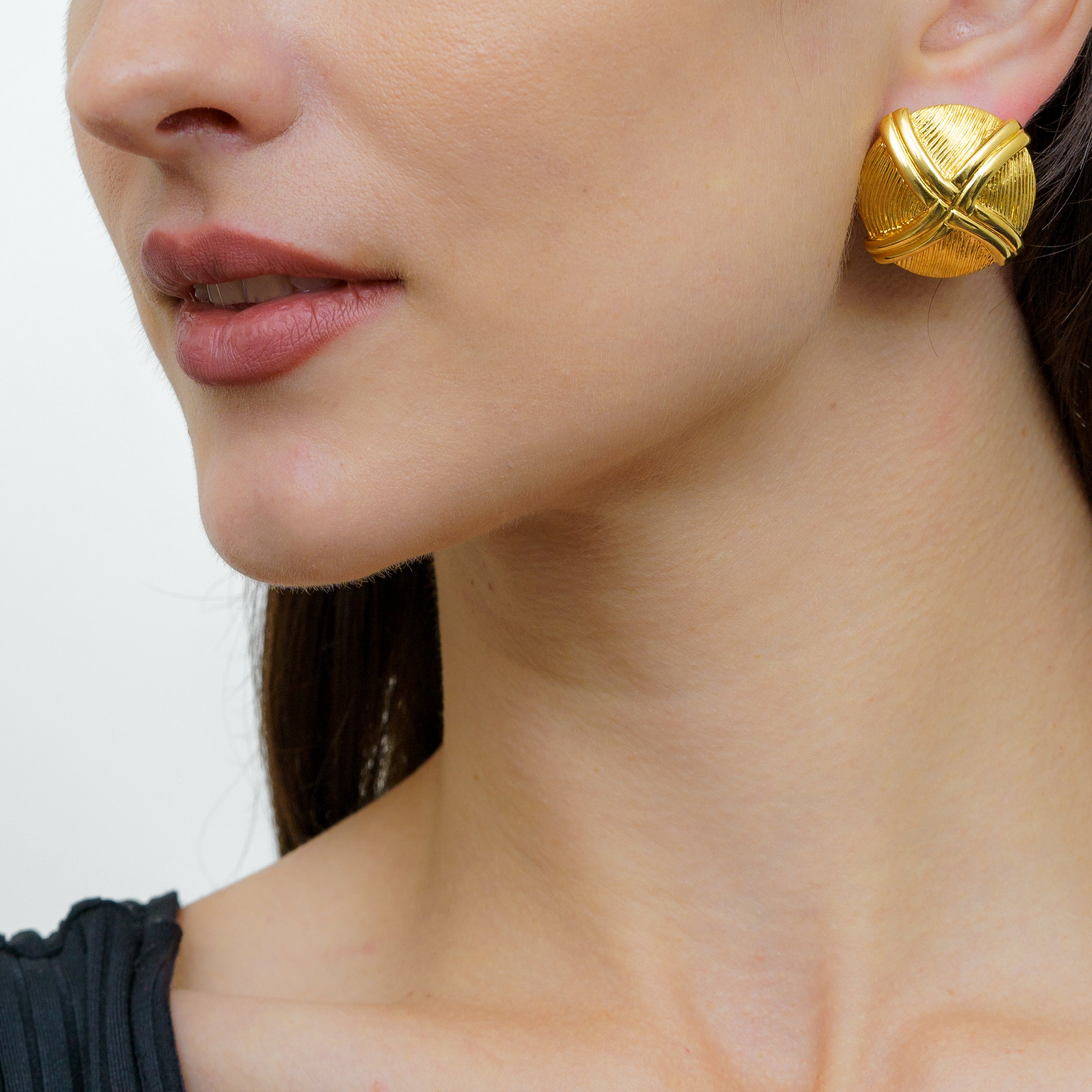 Vintage Monet Textured Button Ear Clips