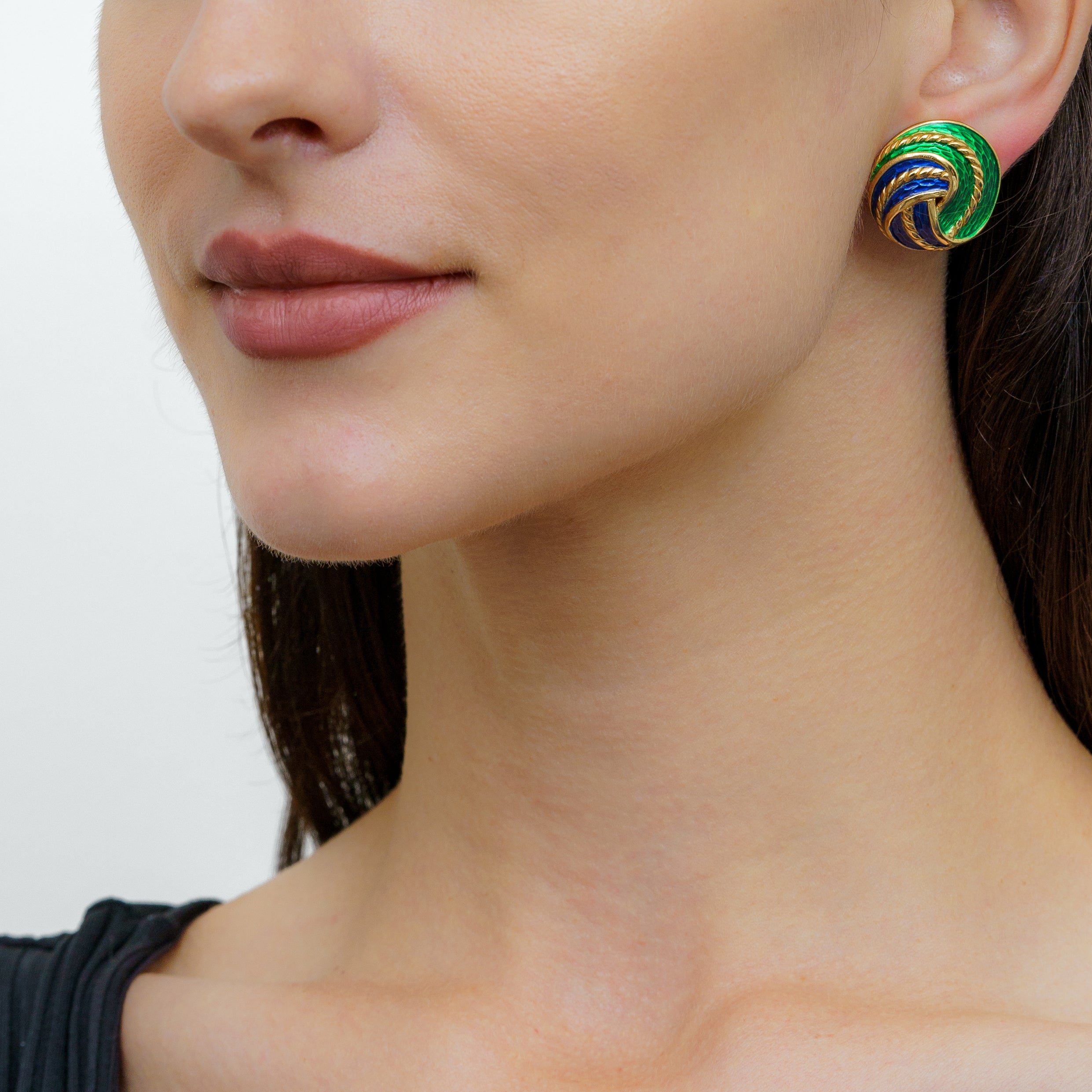 Vintage Trifari enamel ear clips