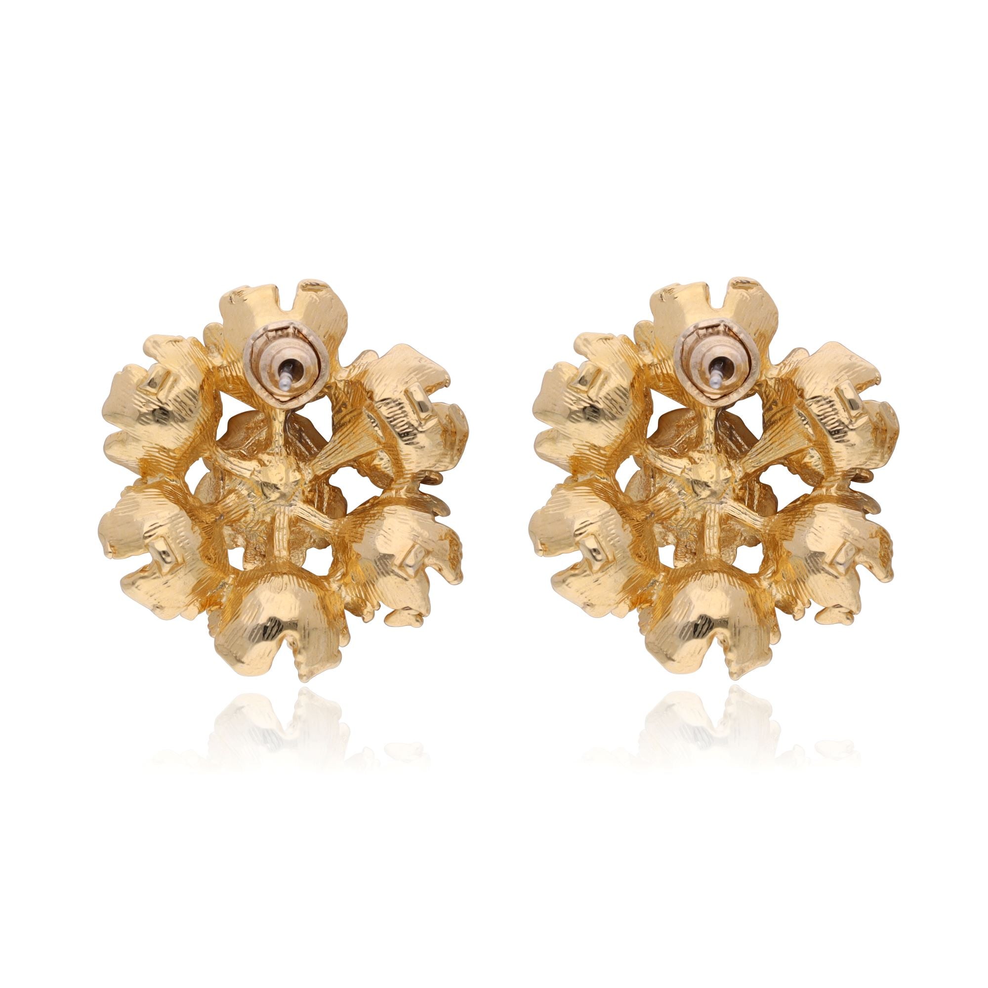Vintage Floral Pearl Foliate Earrings back