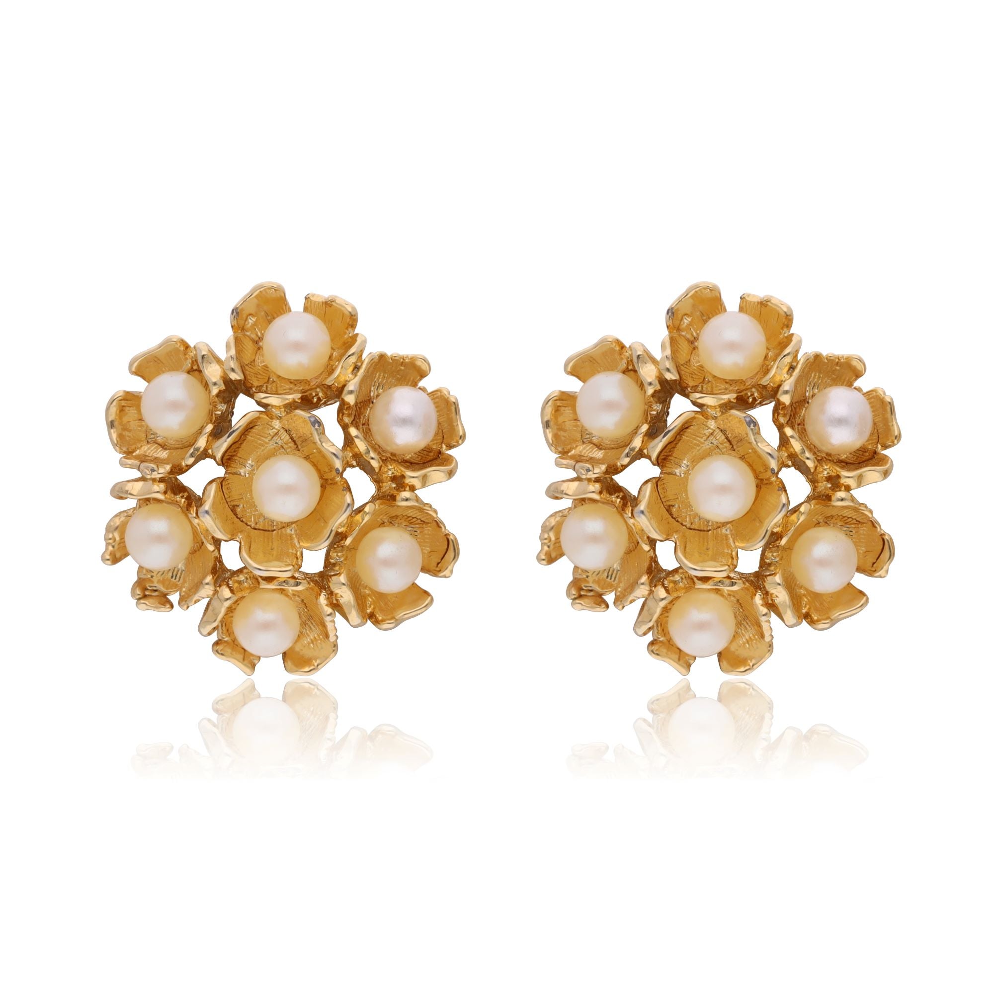 Vintage Floral Pearl Foliate Earrings