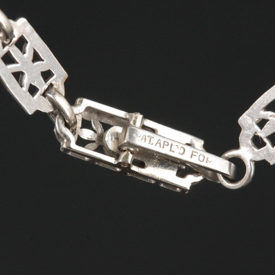 Hallmarks on hidden closure of Art Deco platinum necklace