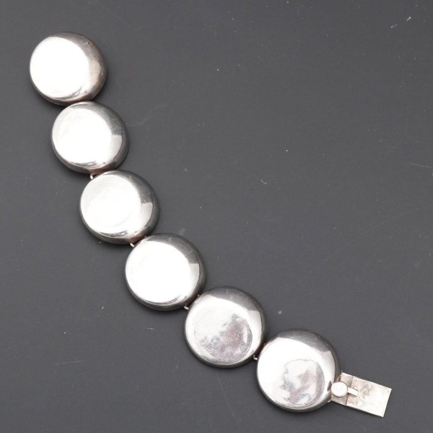 Vintage Mexican Sterling Silver Button Bracelet
