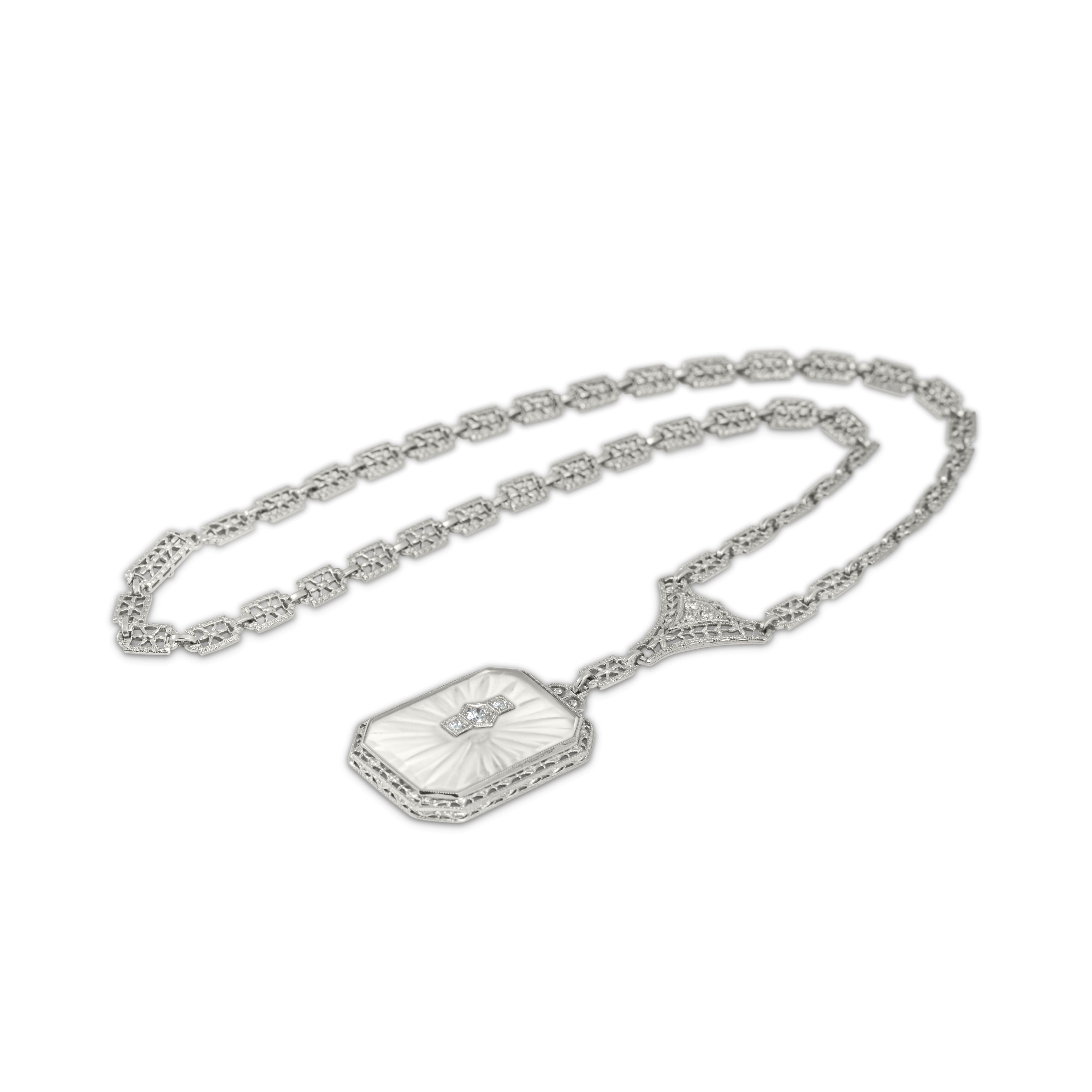 Platinum necklace with clear quartz from the Art Deco era