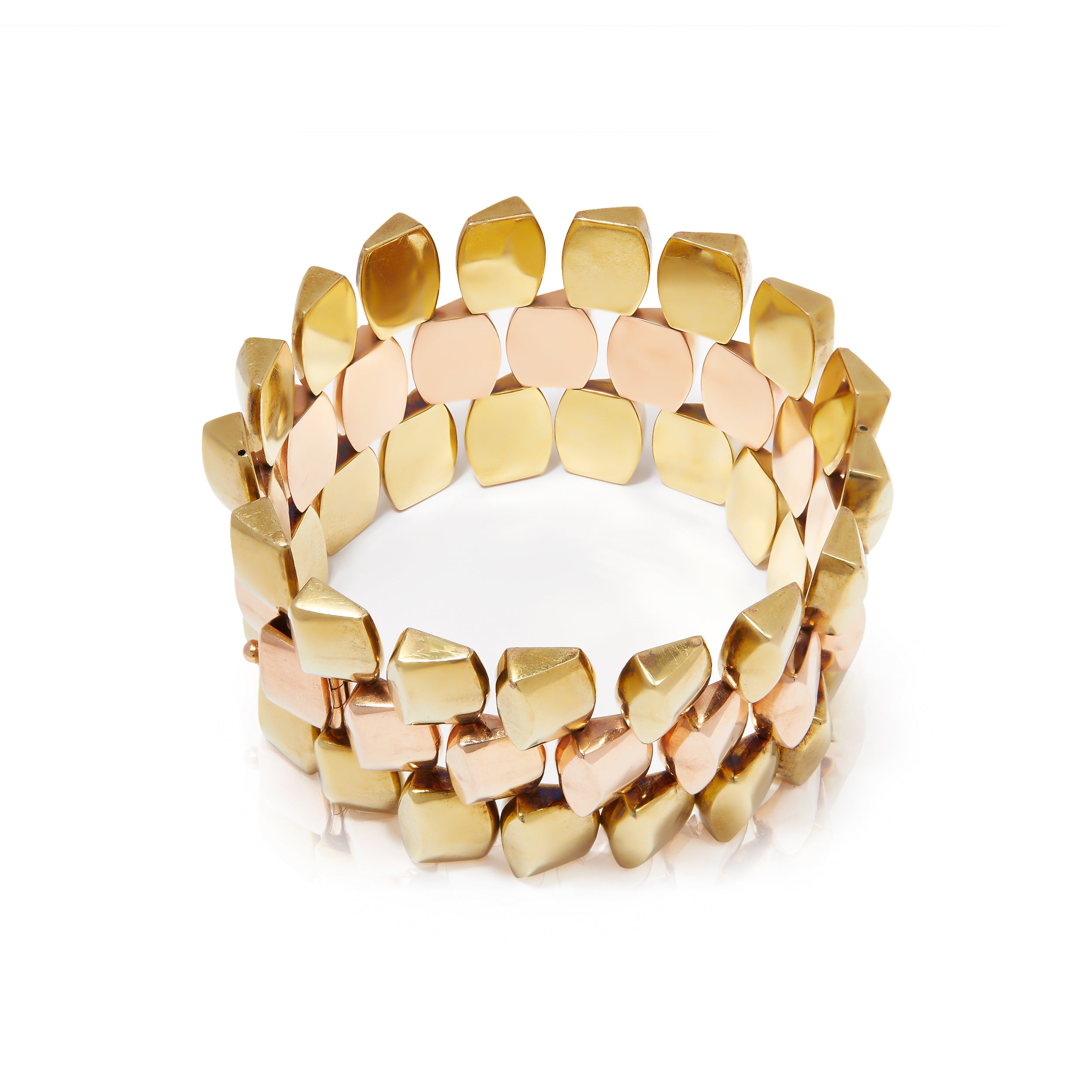 Retro 14ct two-tone gold link bracelet.