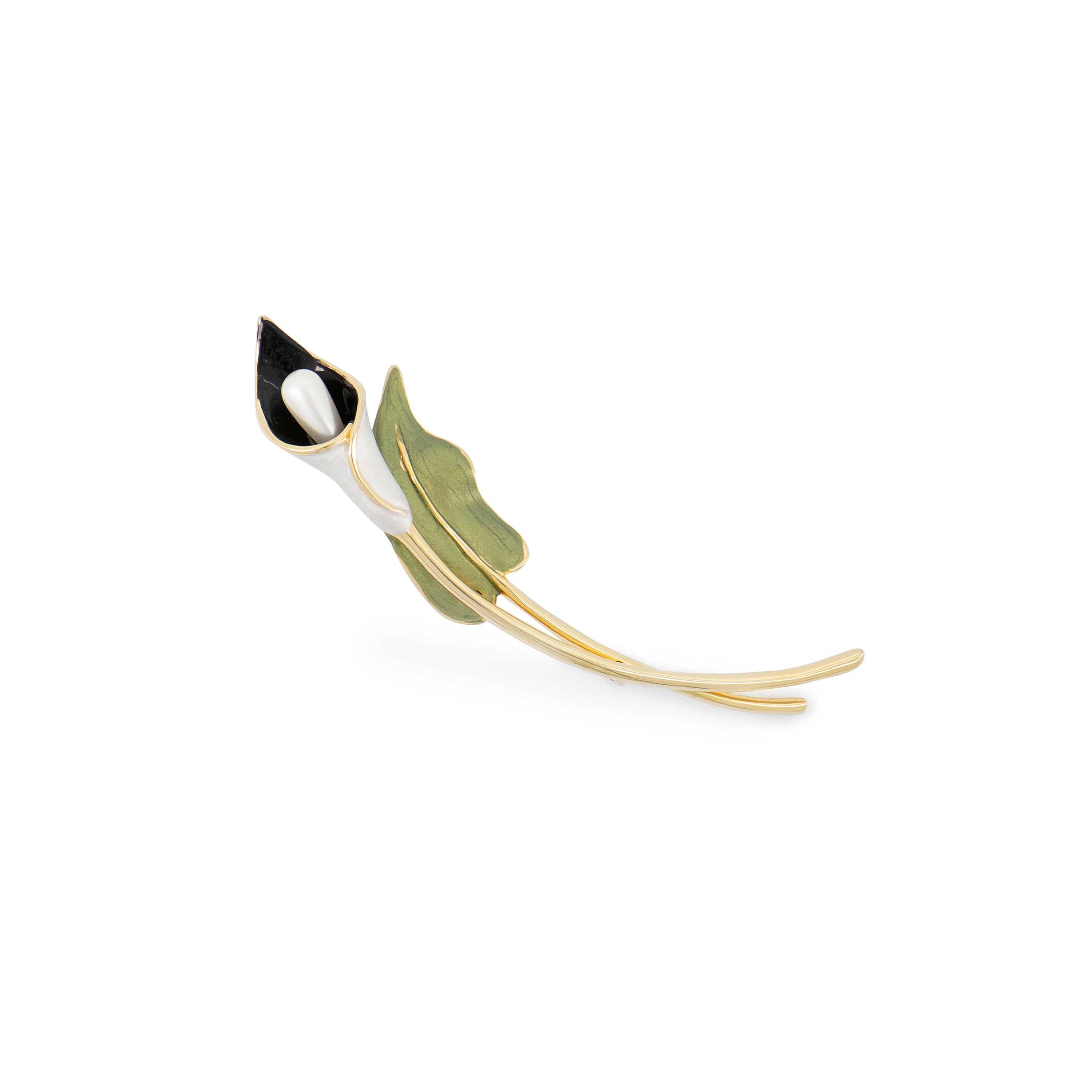 Vintage Calla Lily flower brooch front view