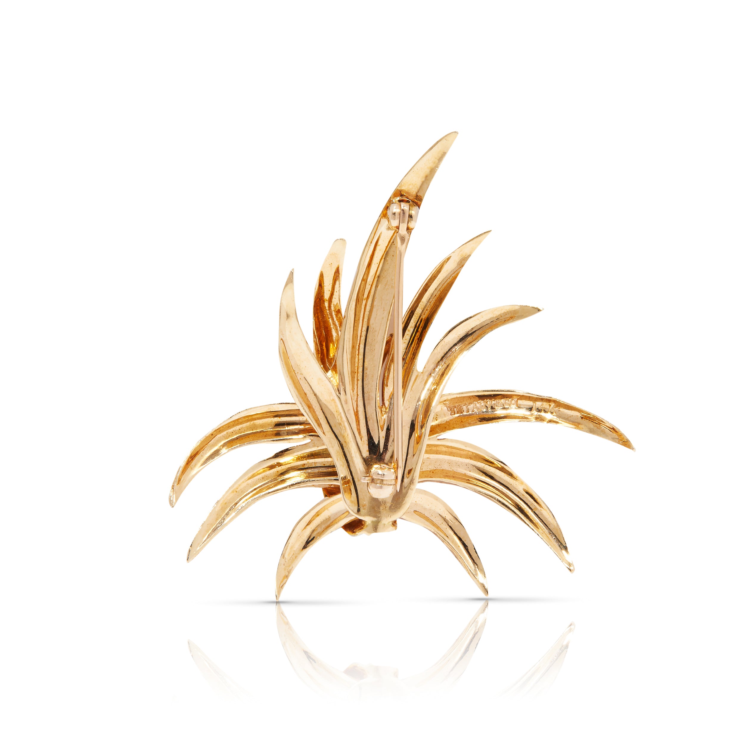 Back view of Tiffany & Co. vintage 14ct gold brooch.