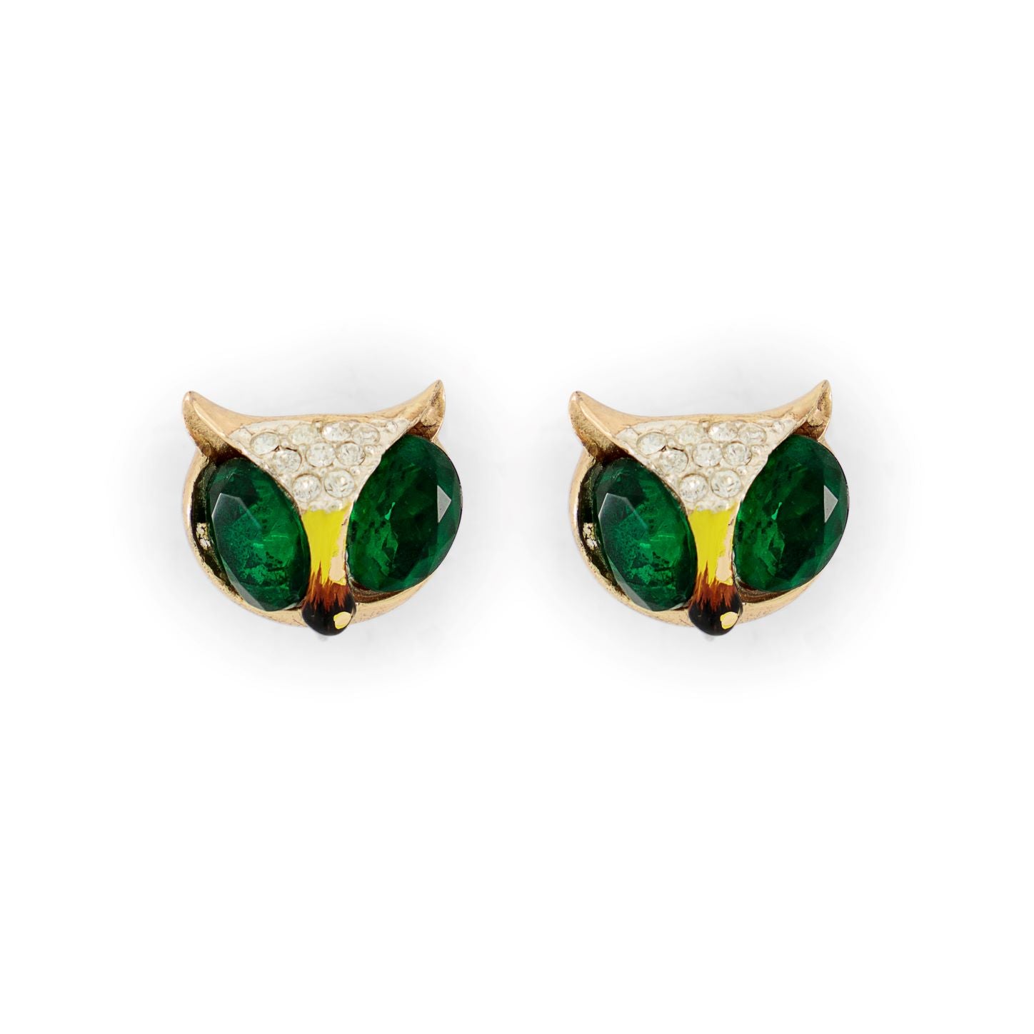 Boucles D'oreilles Clous Vintage Années 80 – Vertes 2.5 Cm, Plastique Dur, Old New Stock