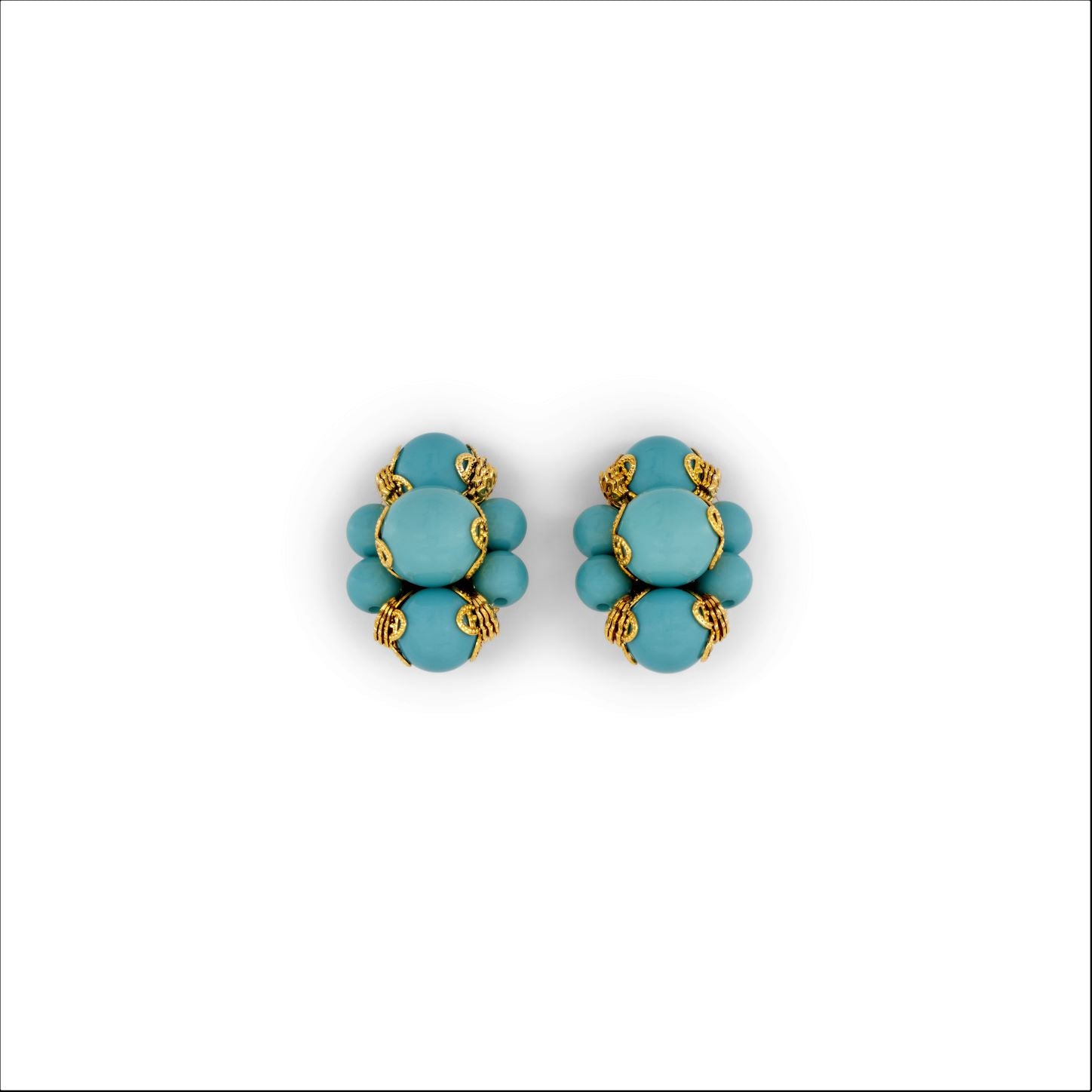 Contemporary Costume Joan Rivers Faux Turquoise ear clips
