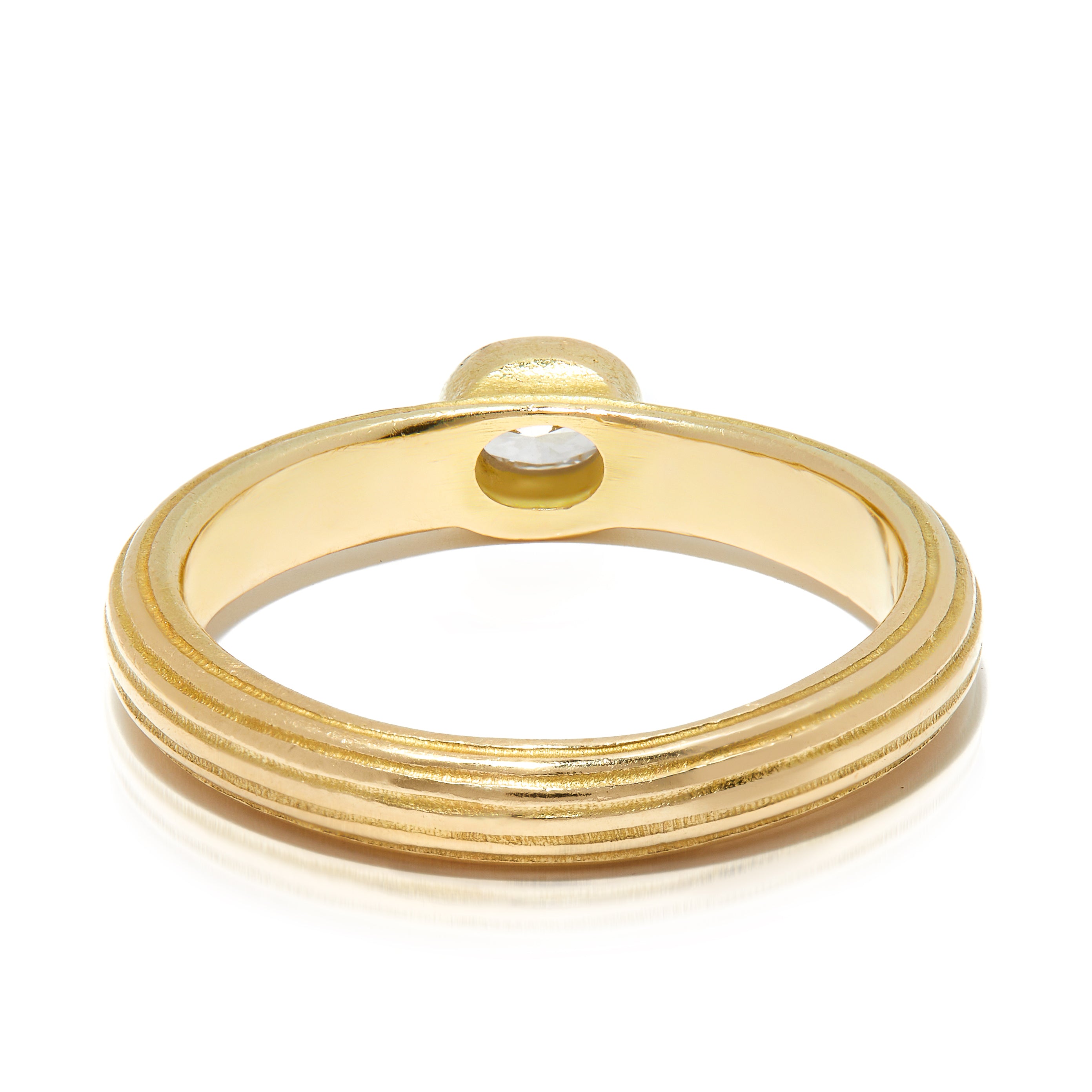 Vintage gold diamond band ring with Florentine finish.