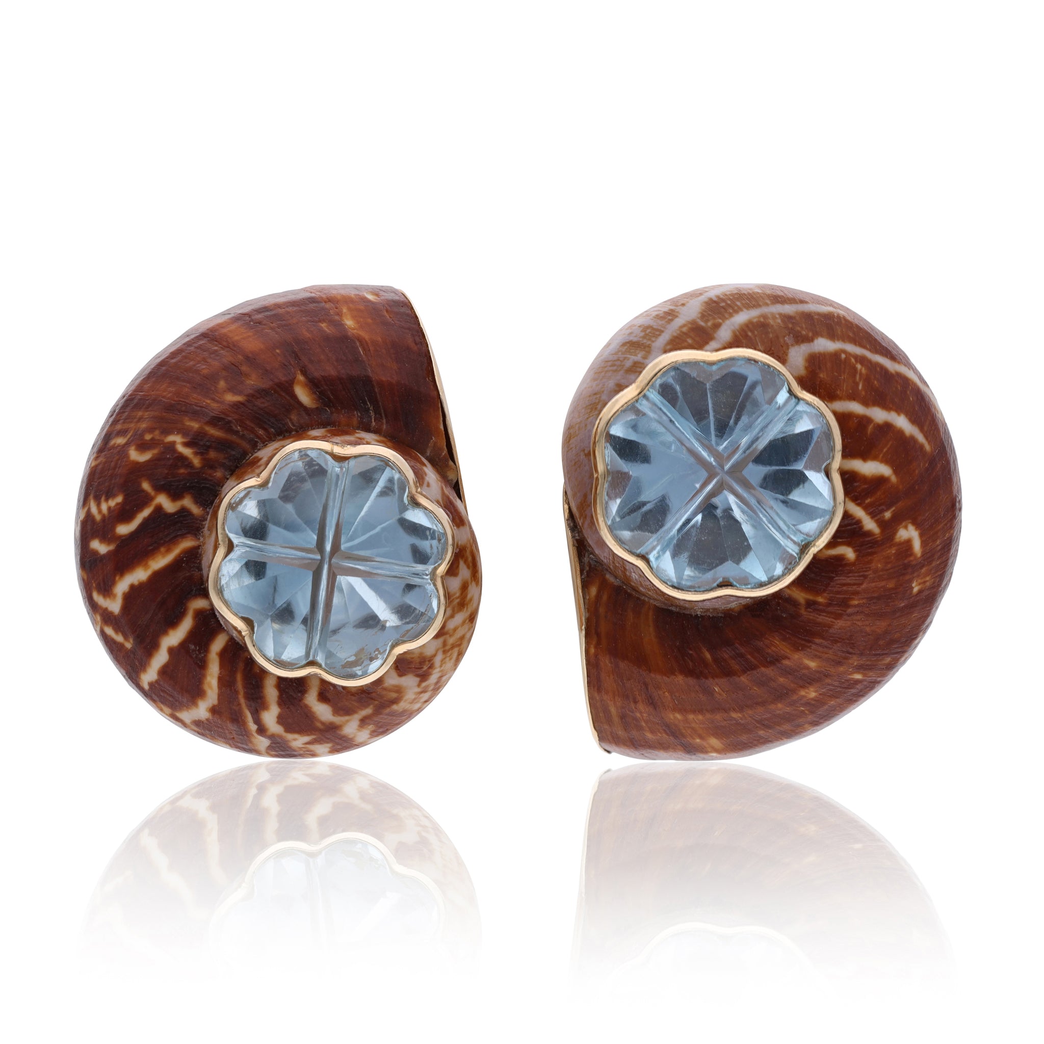 Contemporary MAZ Topaz and Shell Earrings