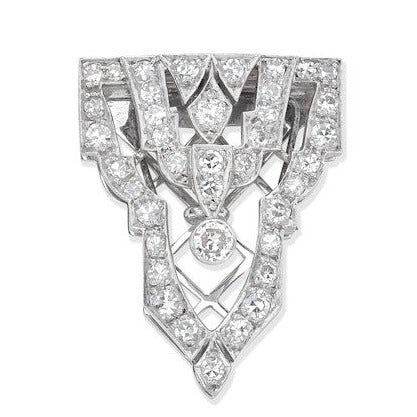 Estate Art Deco Diamond Clip Brooch Circa 1930