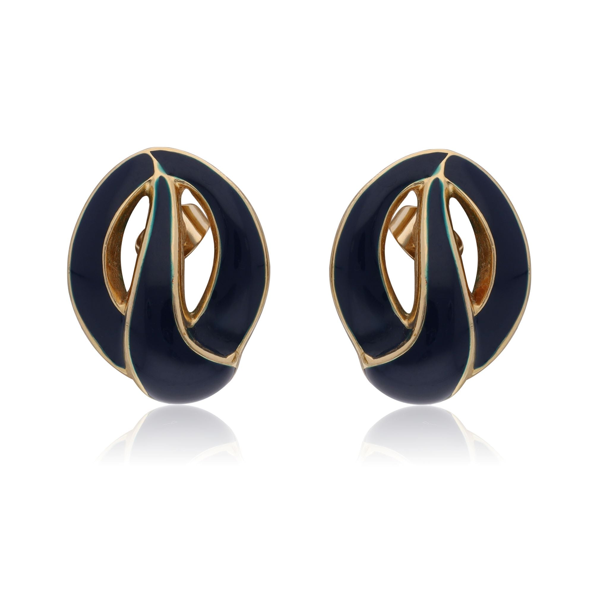 Vintage abstract black enamel earrings