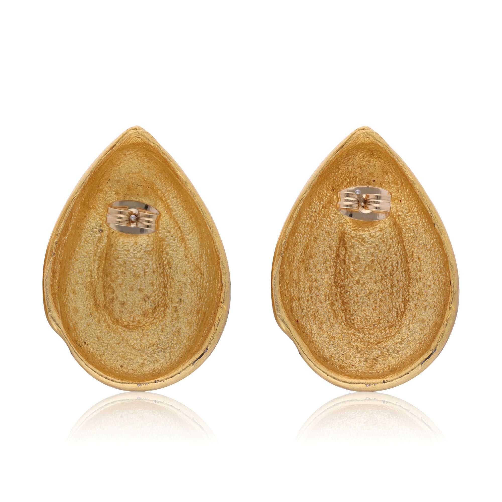 Vintage washed gold teardrops earrings back
