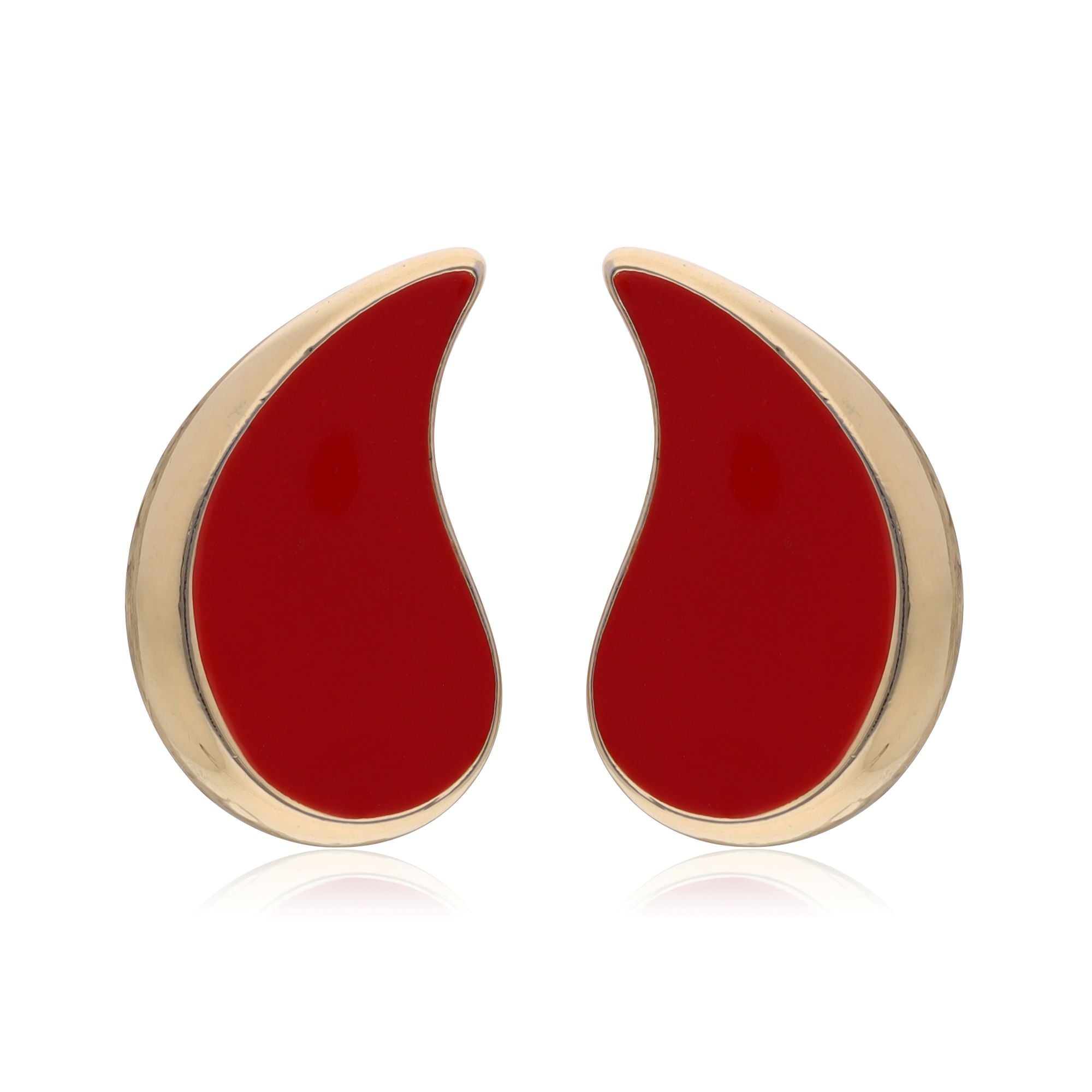 复古红色珐琅佩斯利涡纹耳环