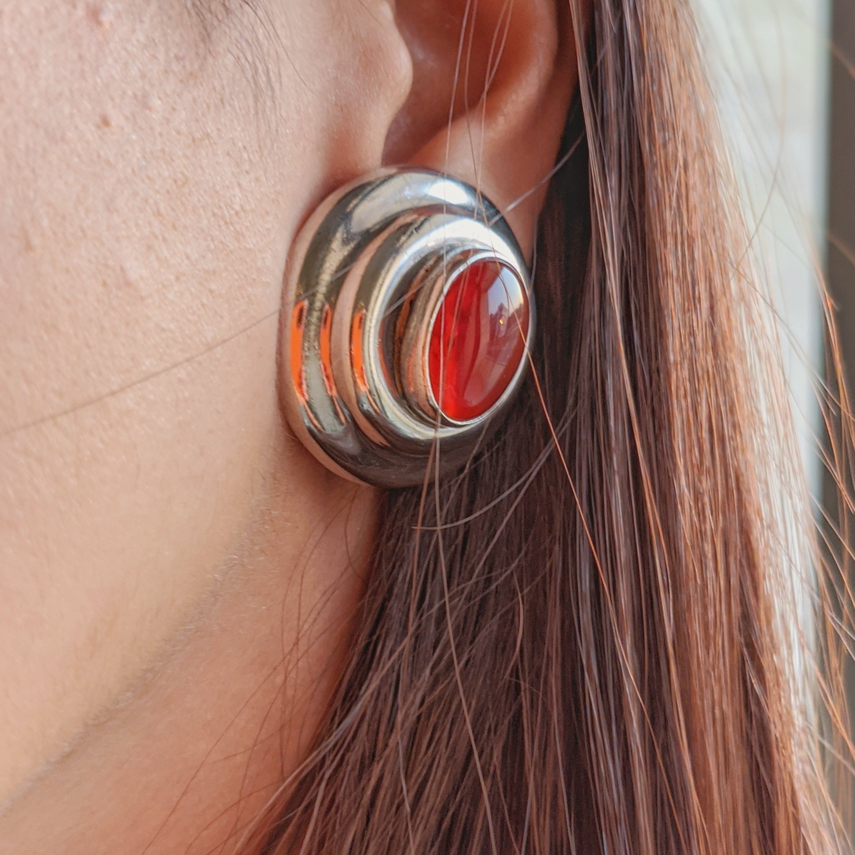 Sterling Silver Carnelian ear clips