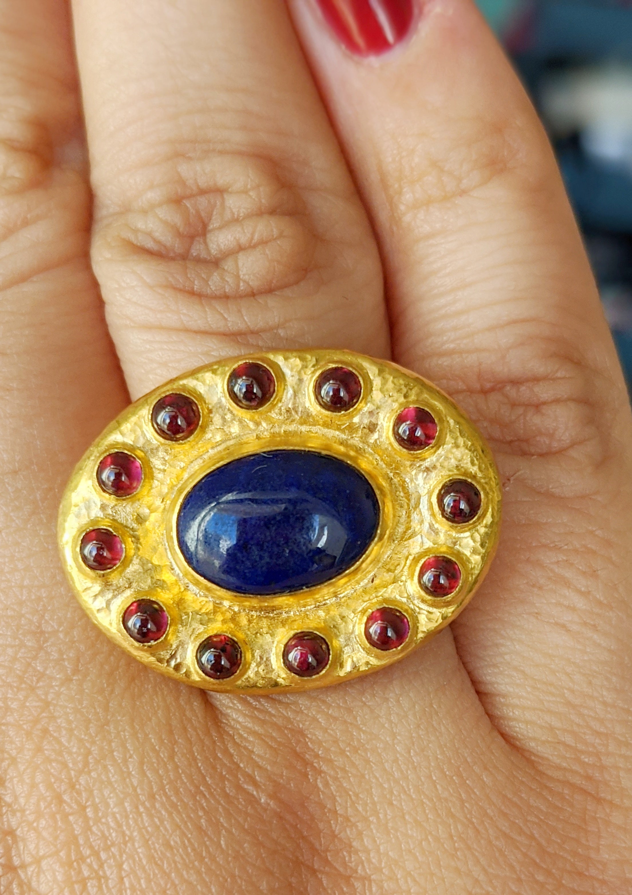 Gurhan Lapis Lazuli and Rhodolite Garnet Ring