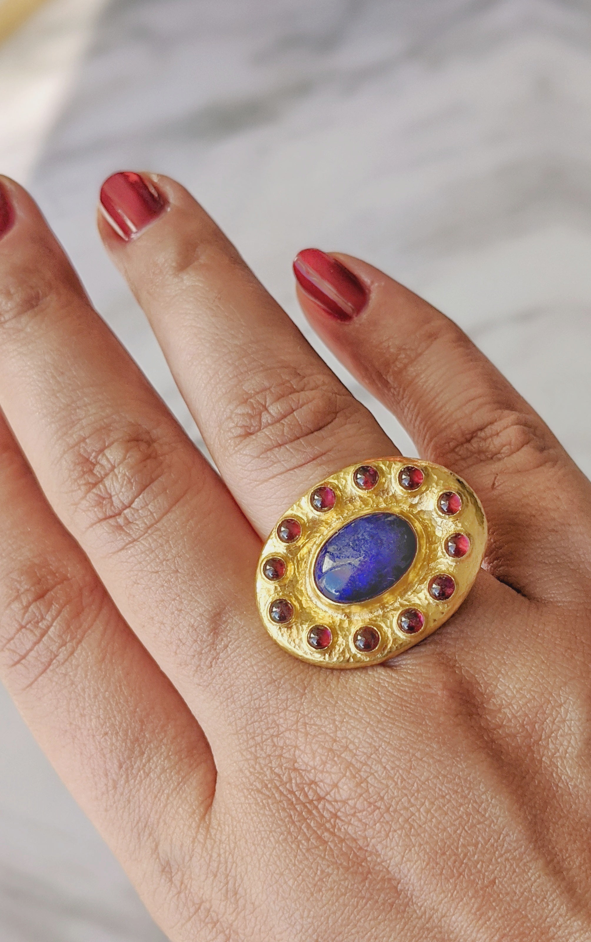 Gurhan Lapis Lazuli and Rhodolite Garnet Ring