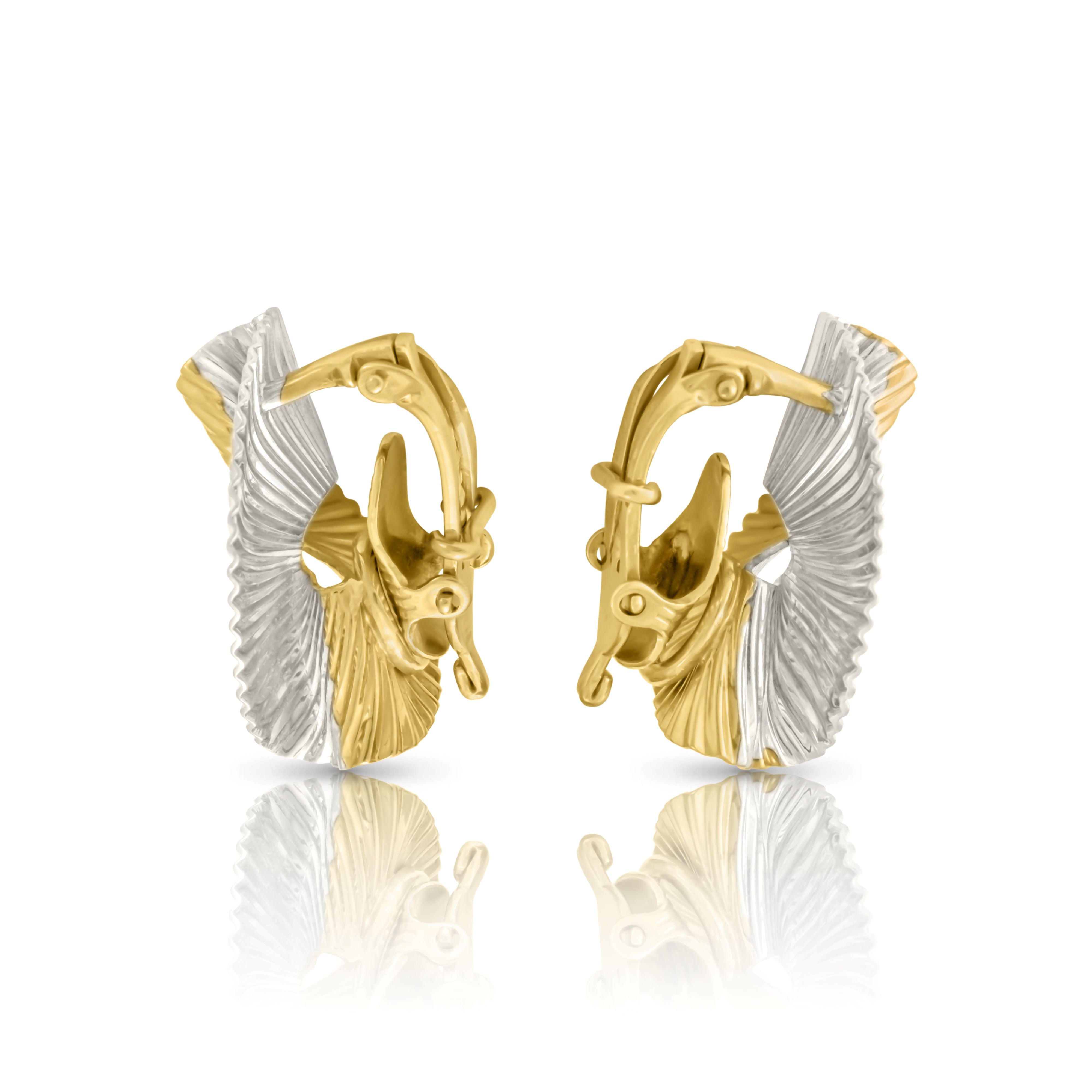 Vintage Two Tone Gold Fluted Ear Clips