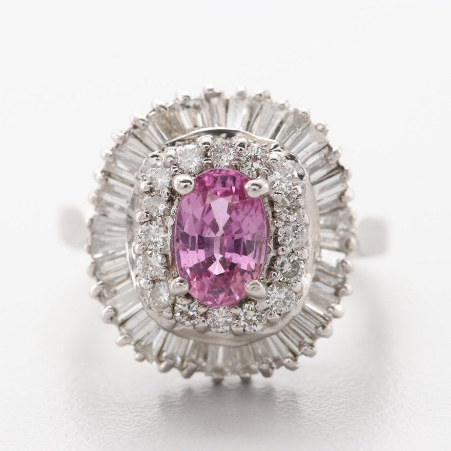 Ballerina Pink Sapphire and Diamond Ring