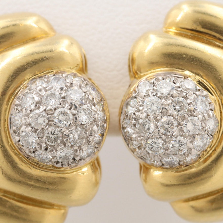 1ct diamond earrings in bracket design.