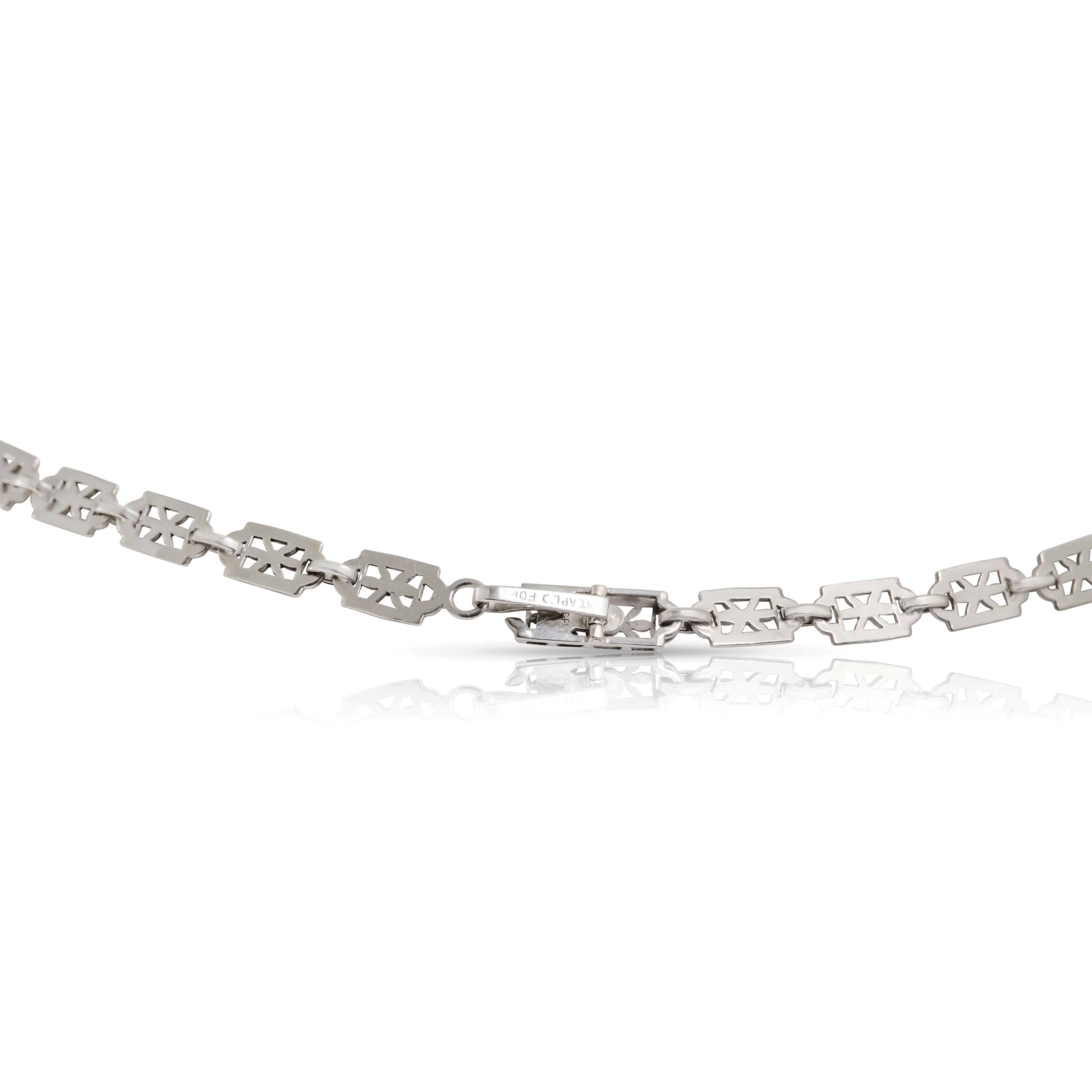 Platinum filigree chain on Art Deco necklace.