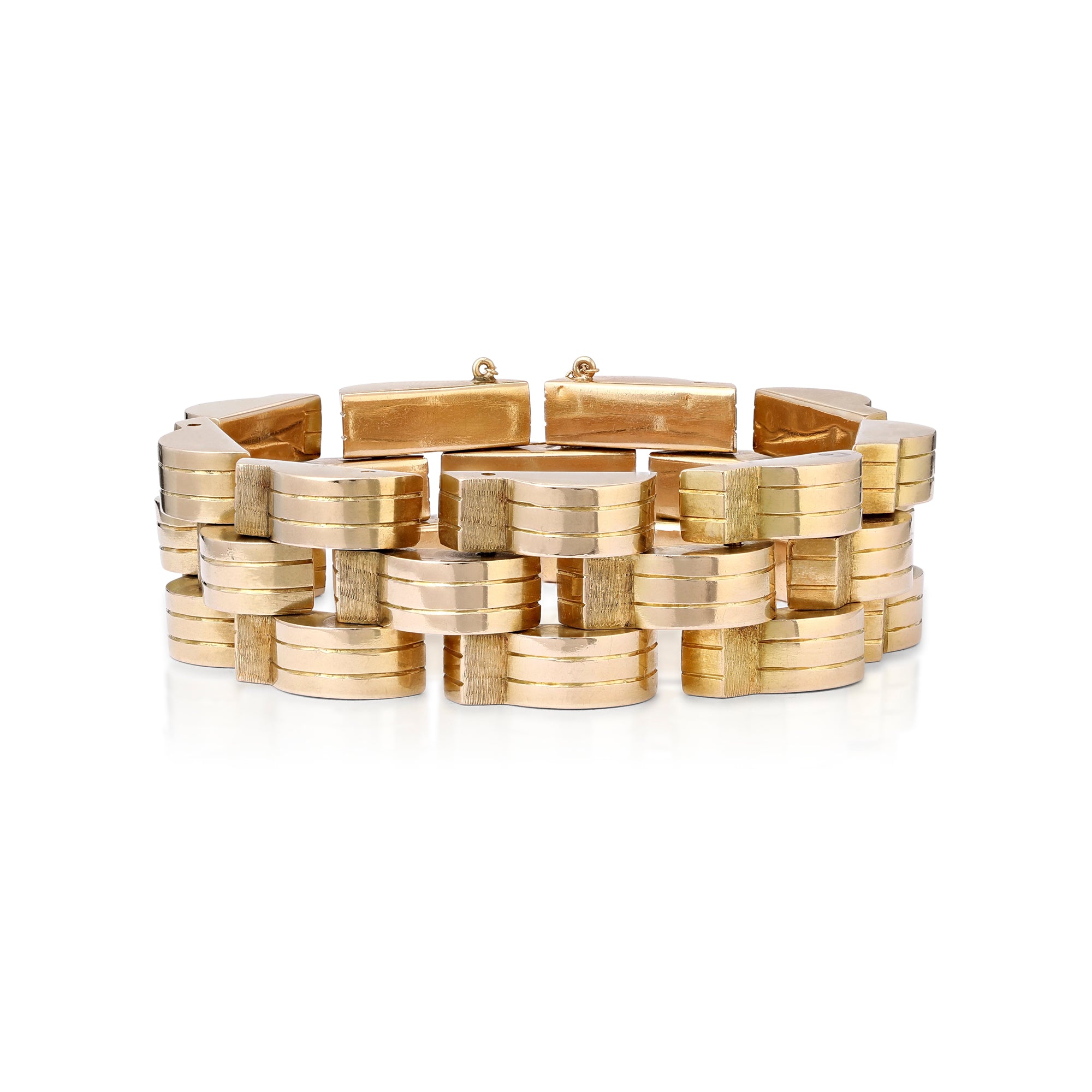 Retro Tank Chunky Bracelet In 18ct Yellow Gold