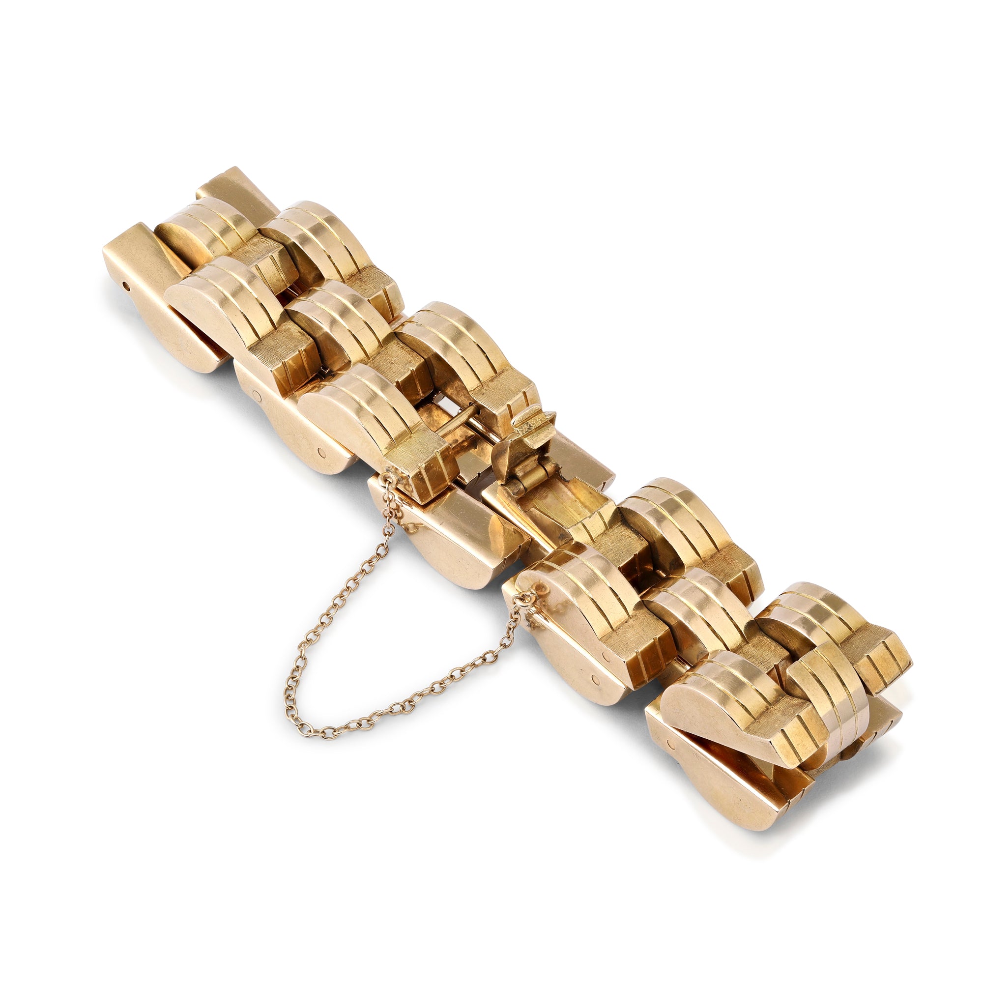 Retro Tank Chunky Bracelet In 18ct Yellow Gold