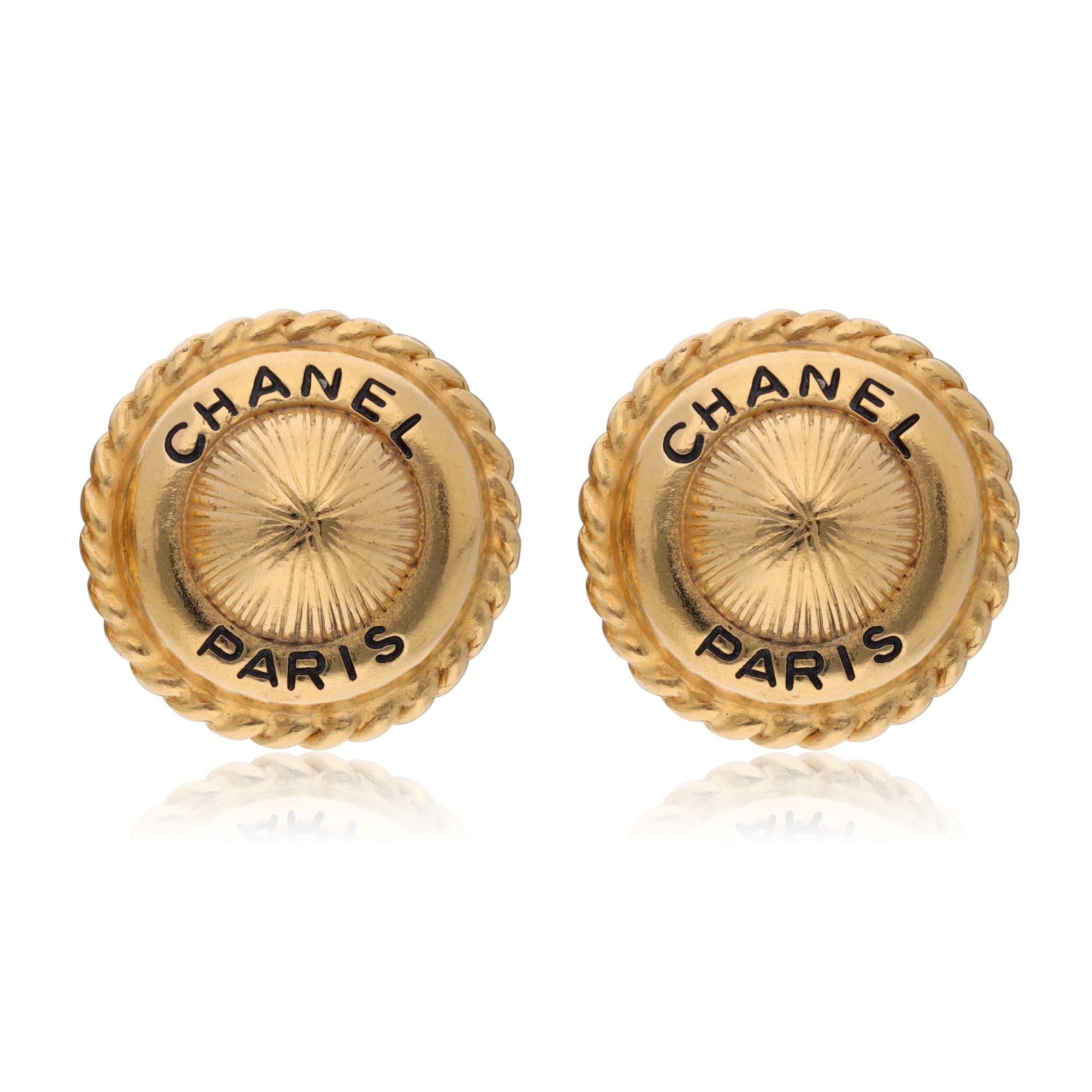 Vintage Chanel Paris Button Ear Clips