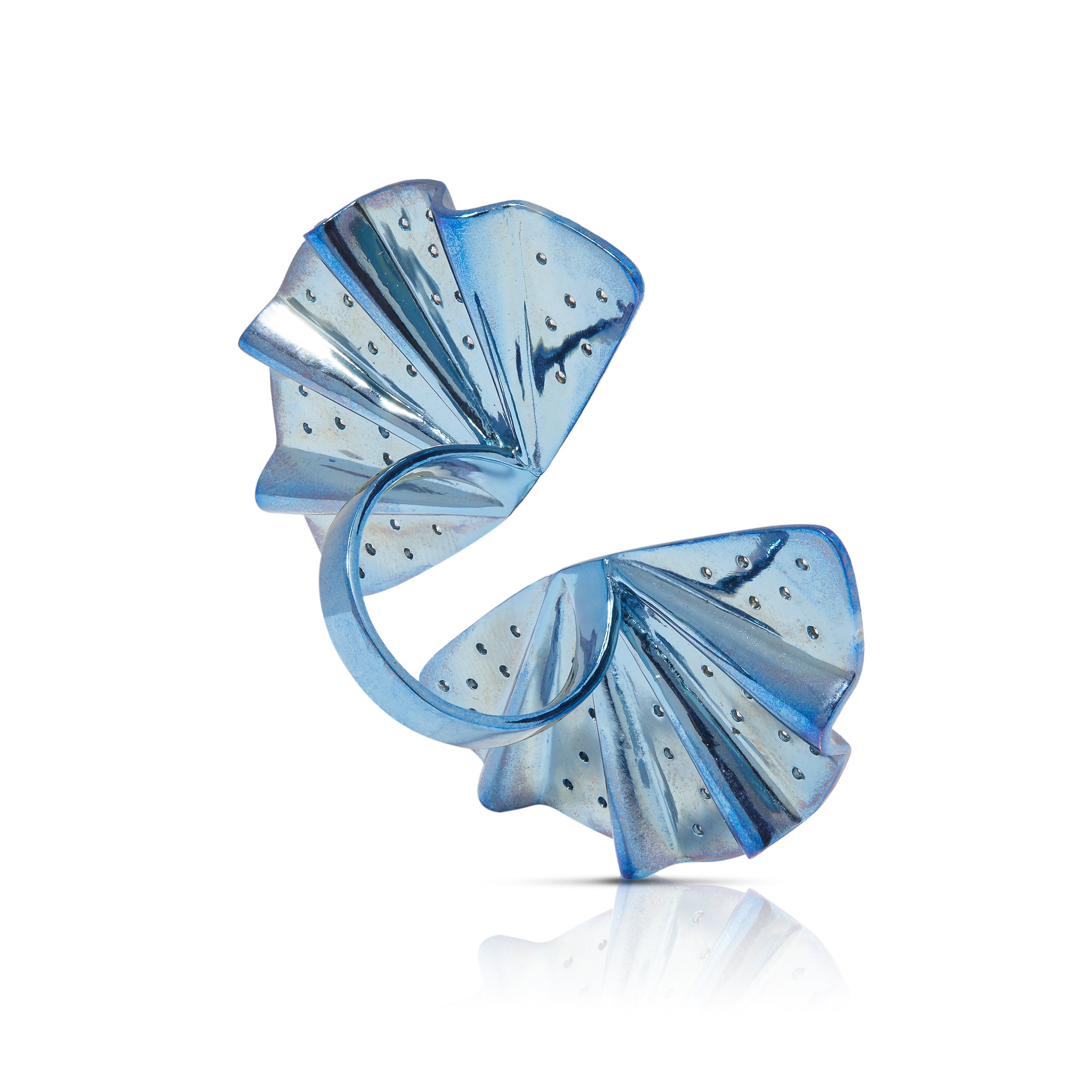 Back view of vintage blue titanium butterfly ring