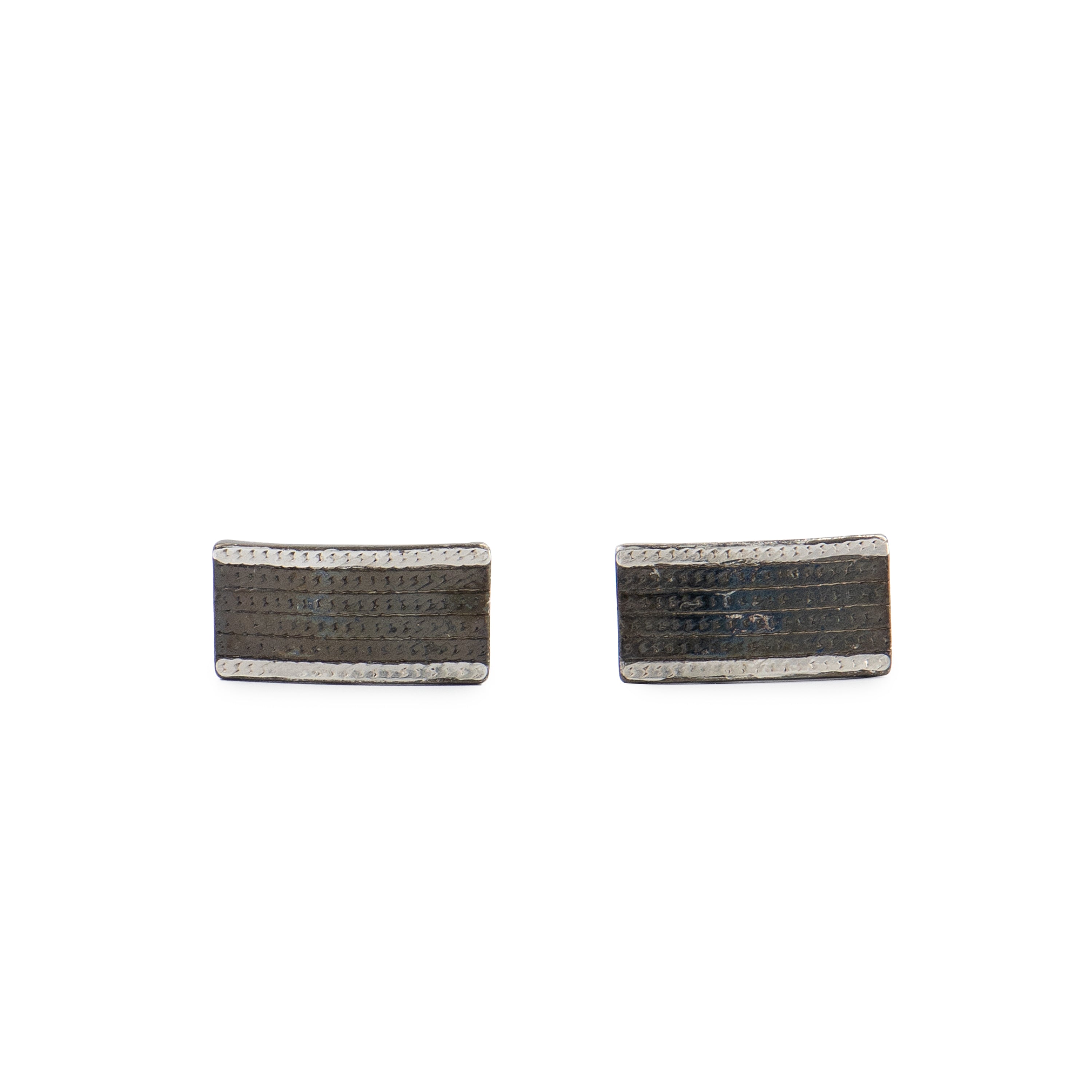 Vintage Trifari rectangular-shaped black oxidised earrings