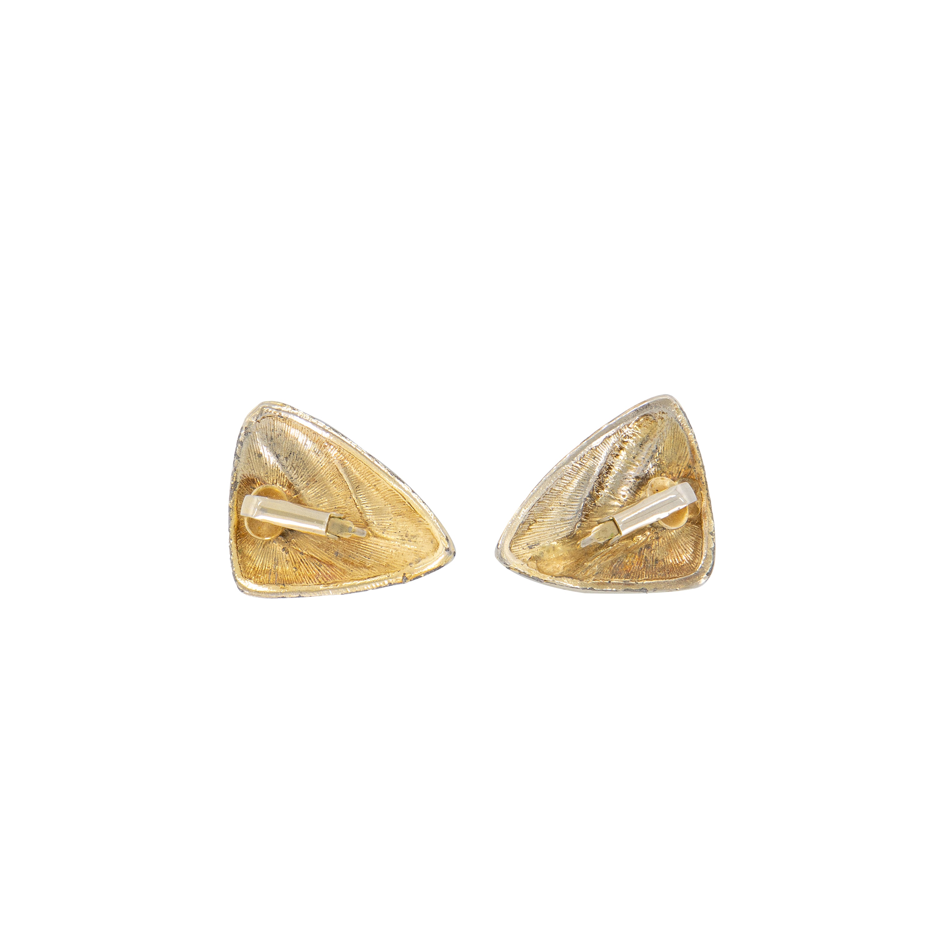 Closure side of vintage geometric clip-on earrings