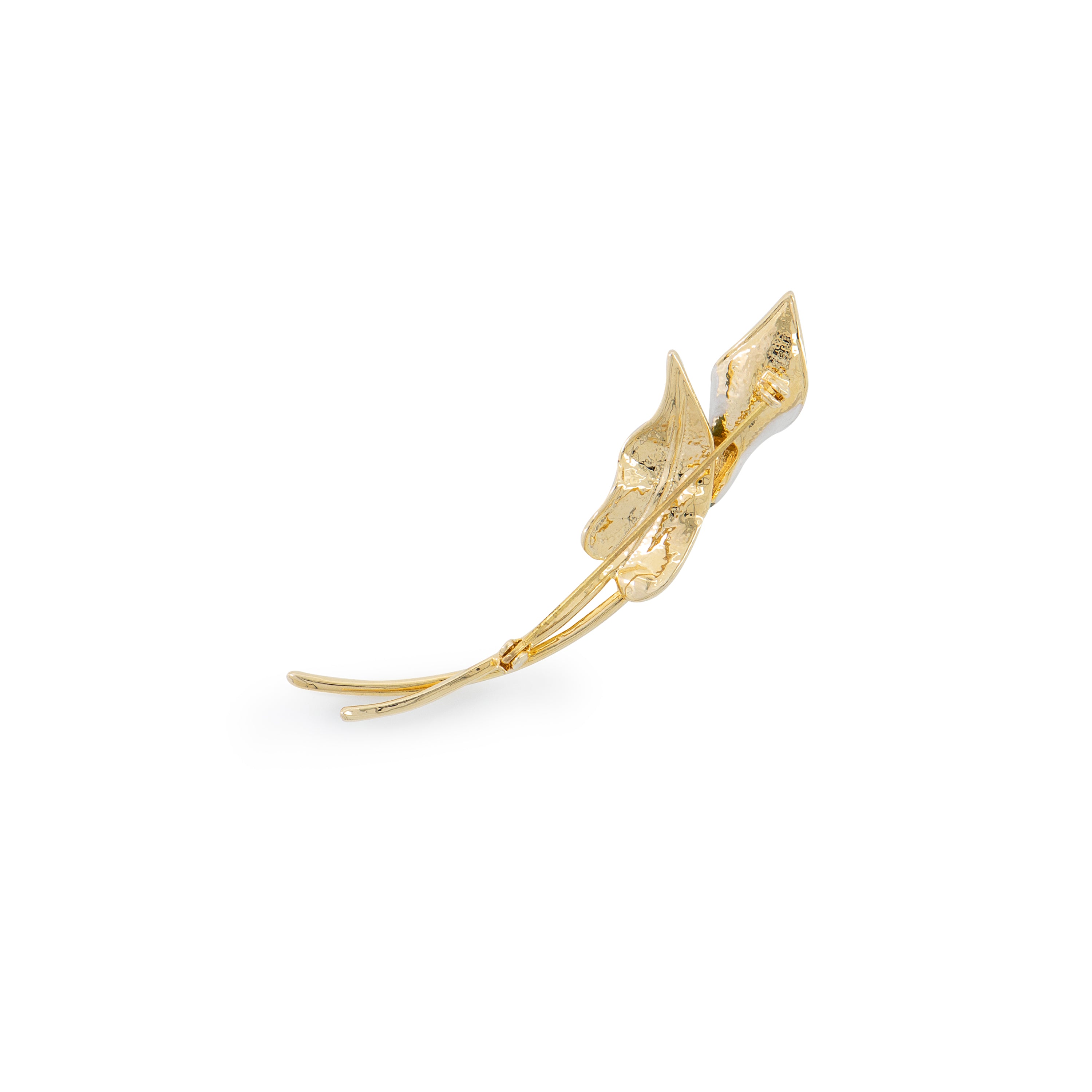 Costume Calla Lily flower brooch back and clasp view