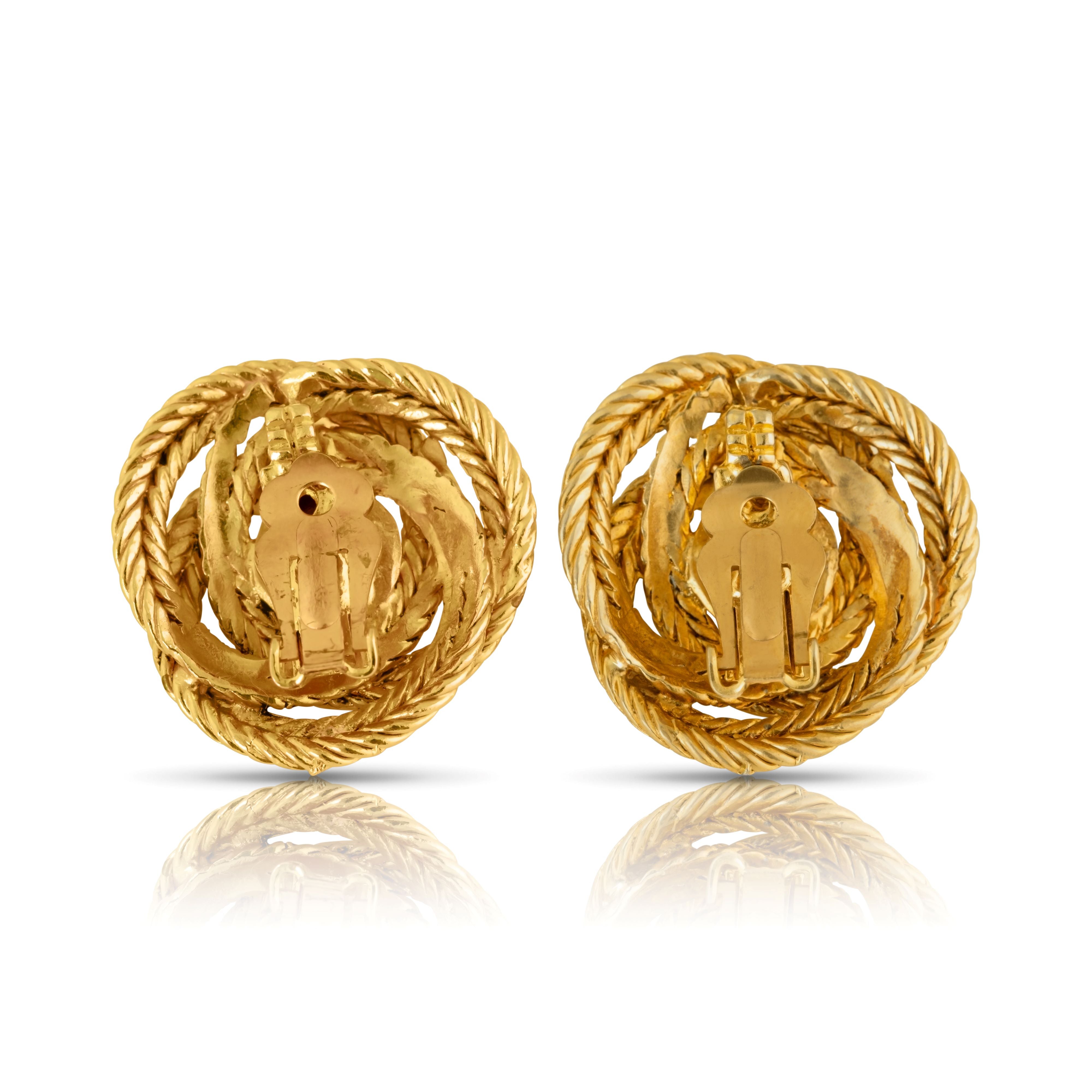 Vintage Pleated Gold Costume ear clips