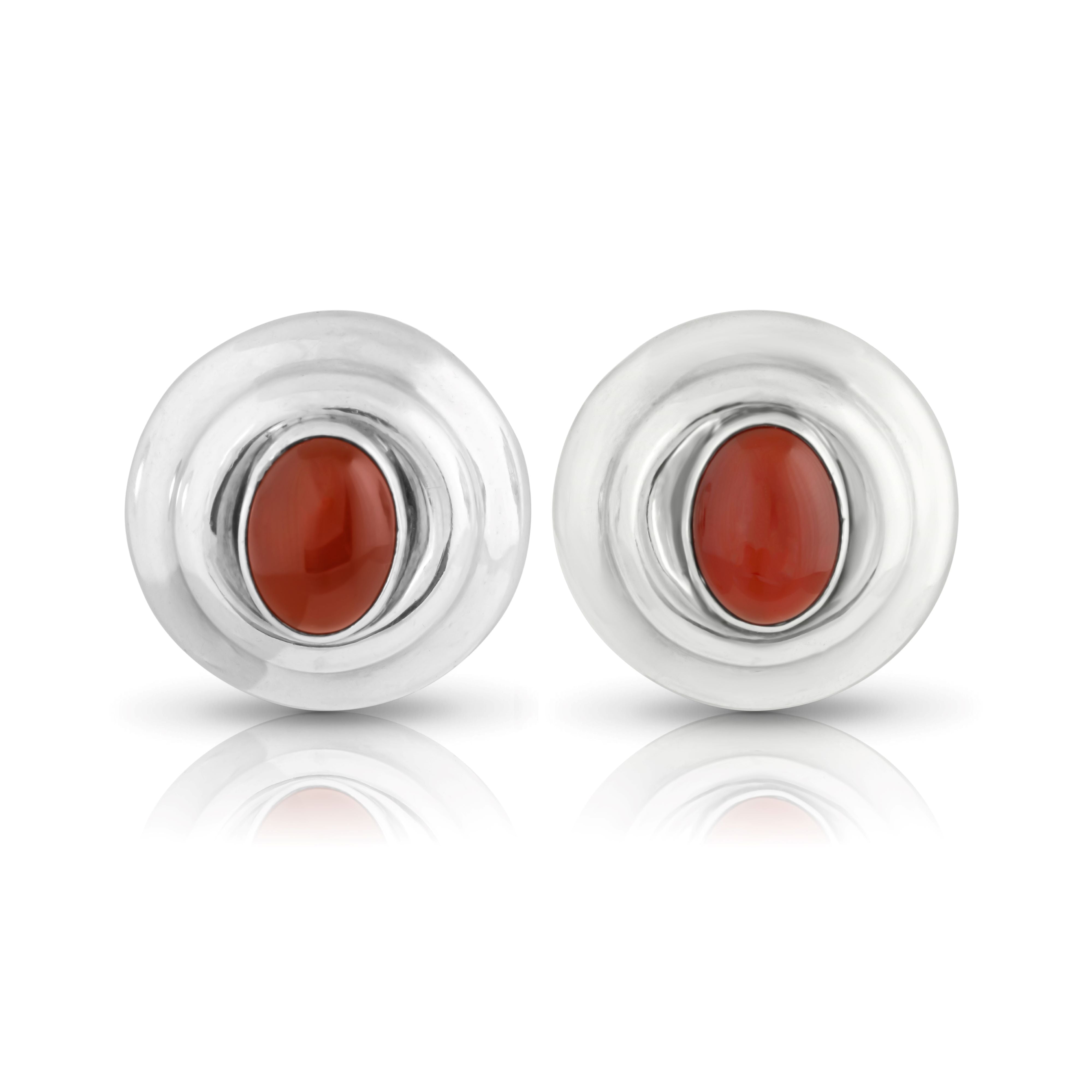 Sterling Silver Carnelian ear clips