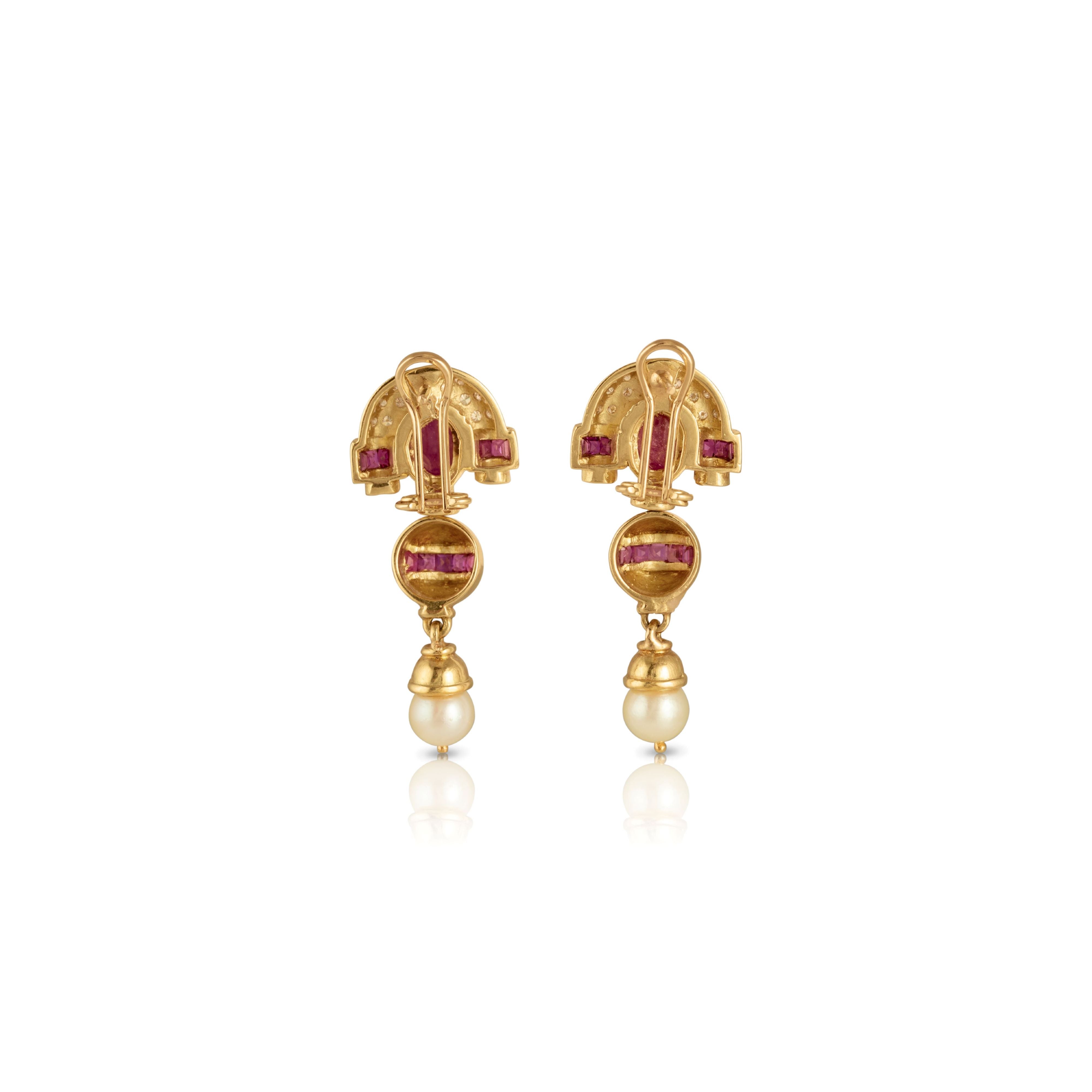 Closure side of 18ct gold dangle earrings.