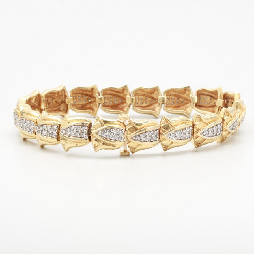 YazJewels Contemporary Gold and Diamond Bracelet in Lotus Flower Motif