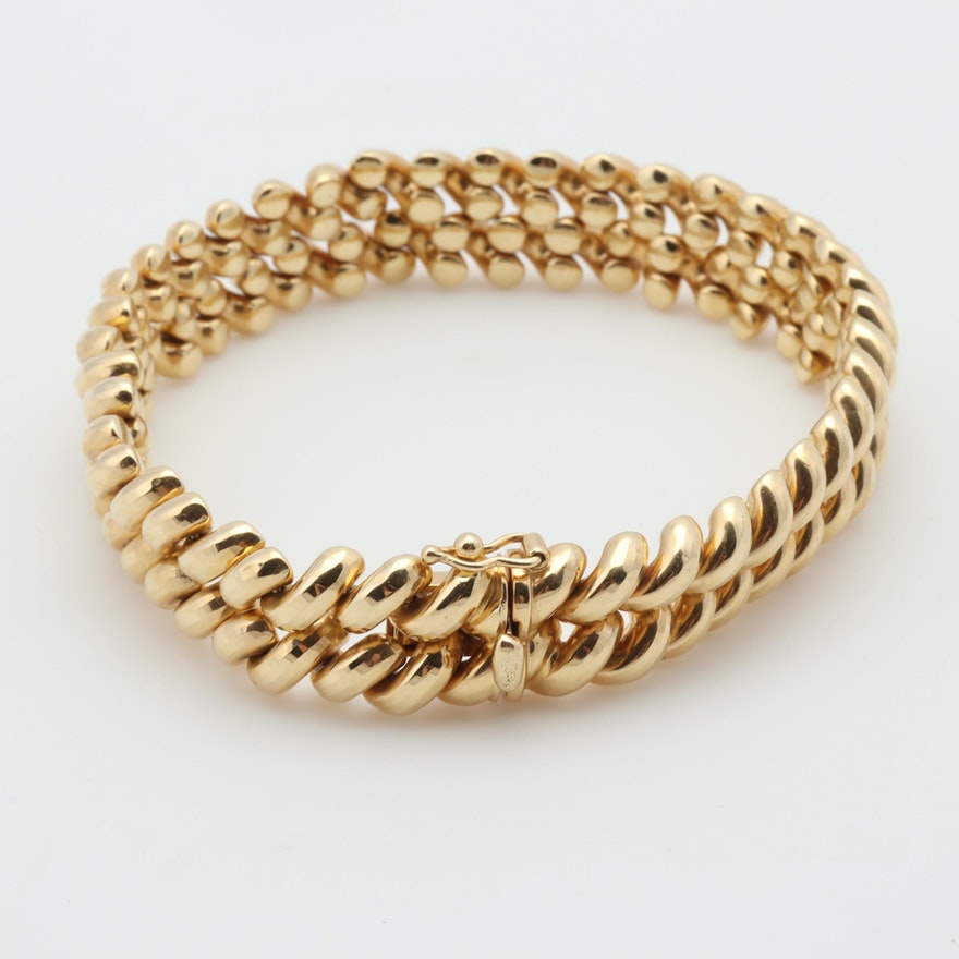 Vintage gold link bracelet from the 1980s-1990s. 