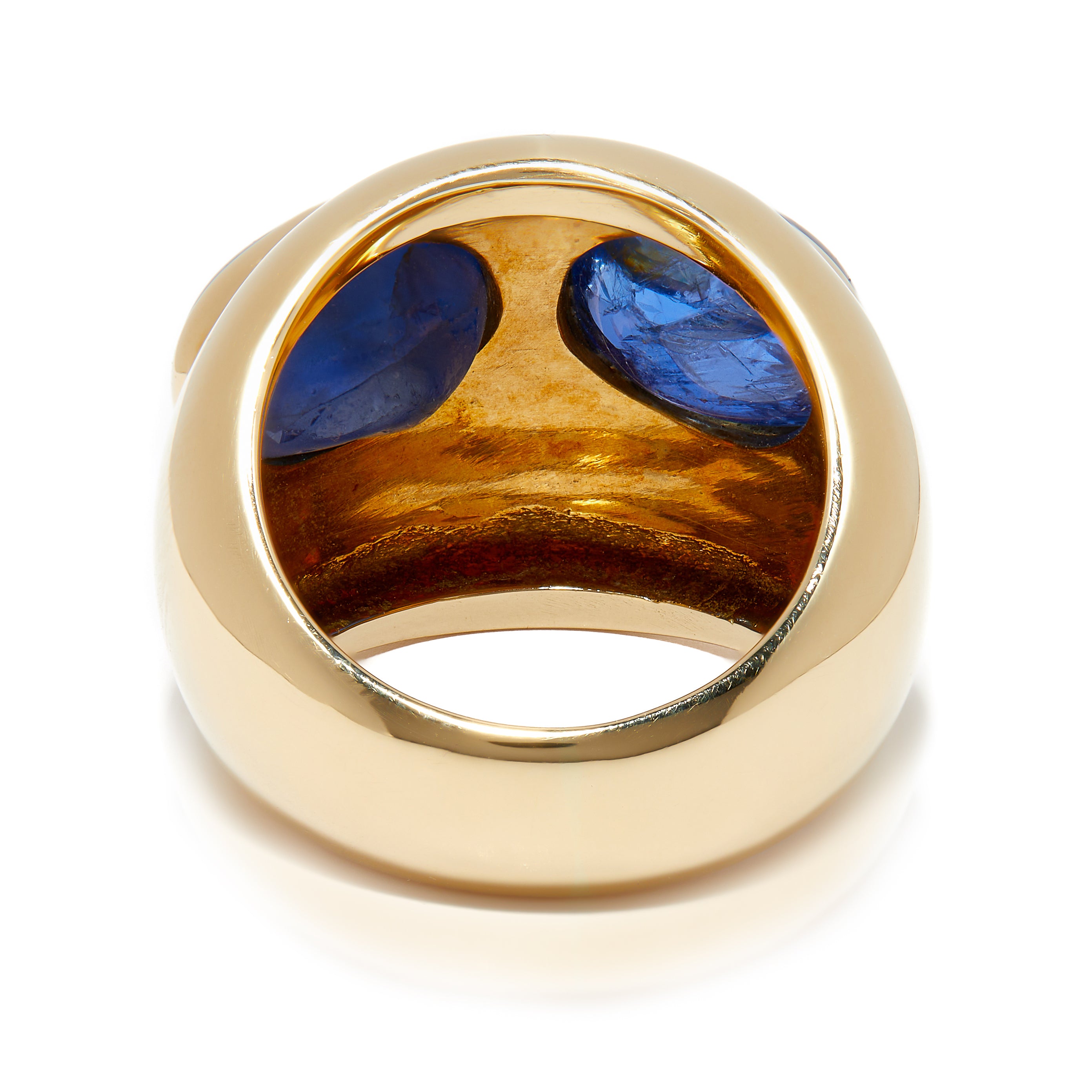 Back view of 1980s-1990s gold sapphire ring.