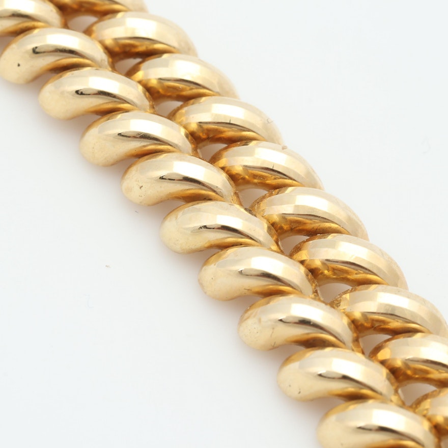 Twisted chain links in vintage gold San Marco bracelet.