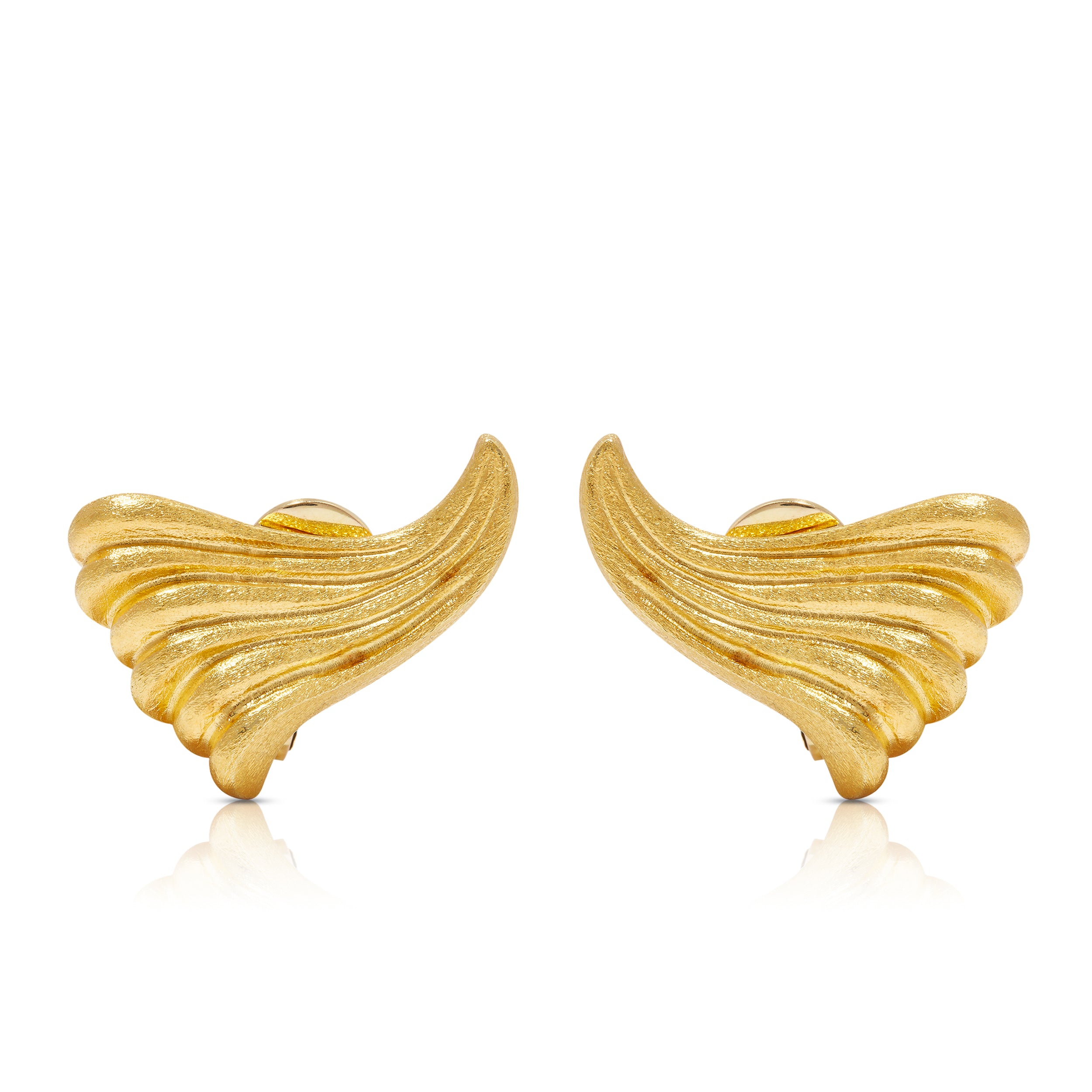 Vintage Maramenos & Pateras brushed 18ct gold earrings in a wave design.