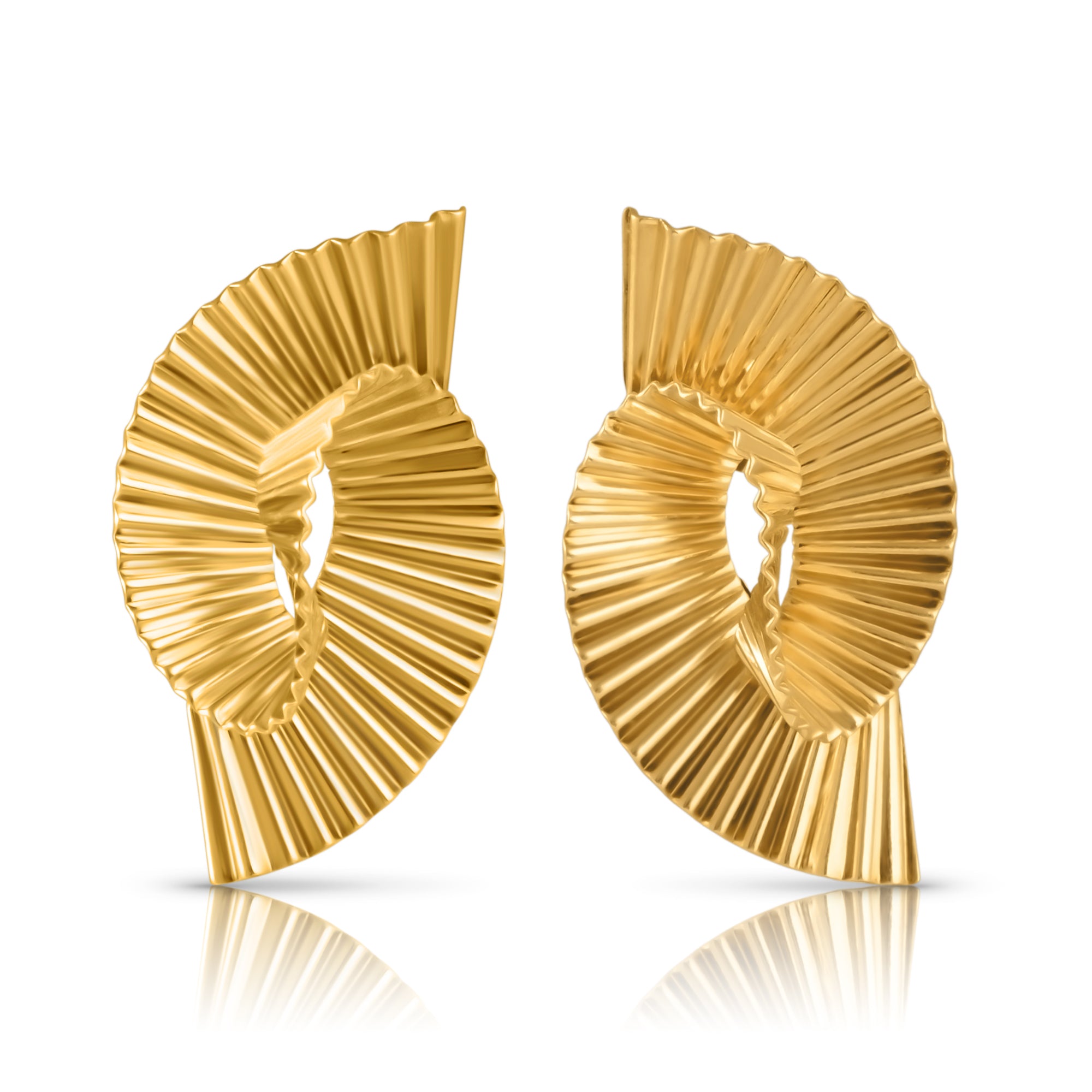 Clips d’oreilles rétro Tiffany &amp; Co. en forme d’éventail doré