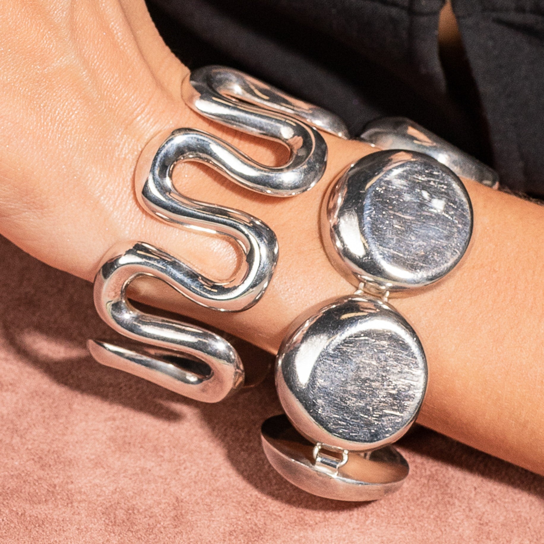 YazJewels Contemporary Chunky Button Bracelet in Mexican Sterling Silver