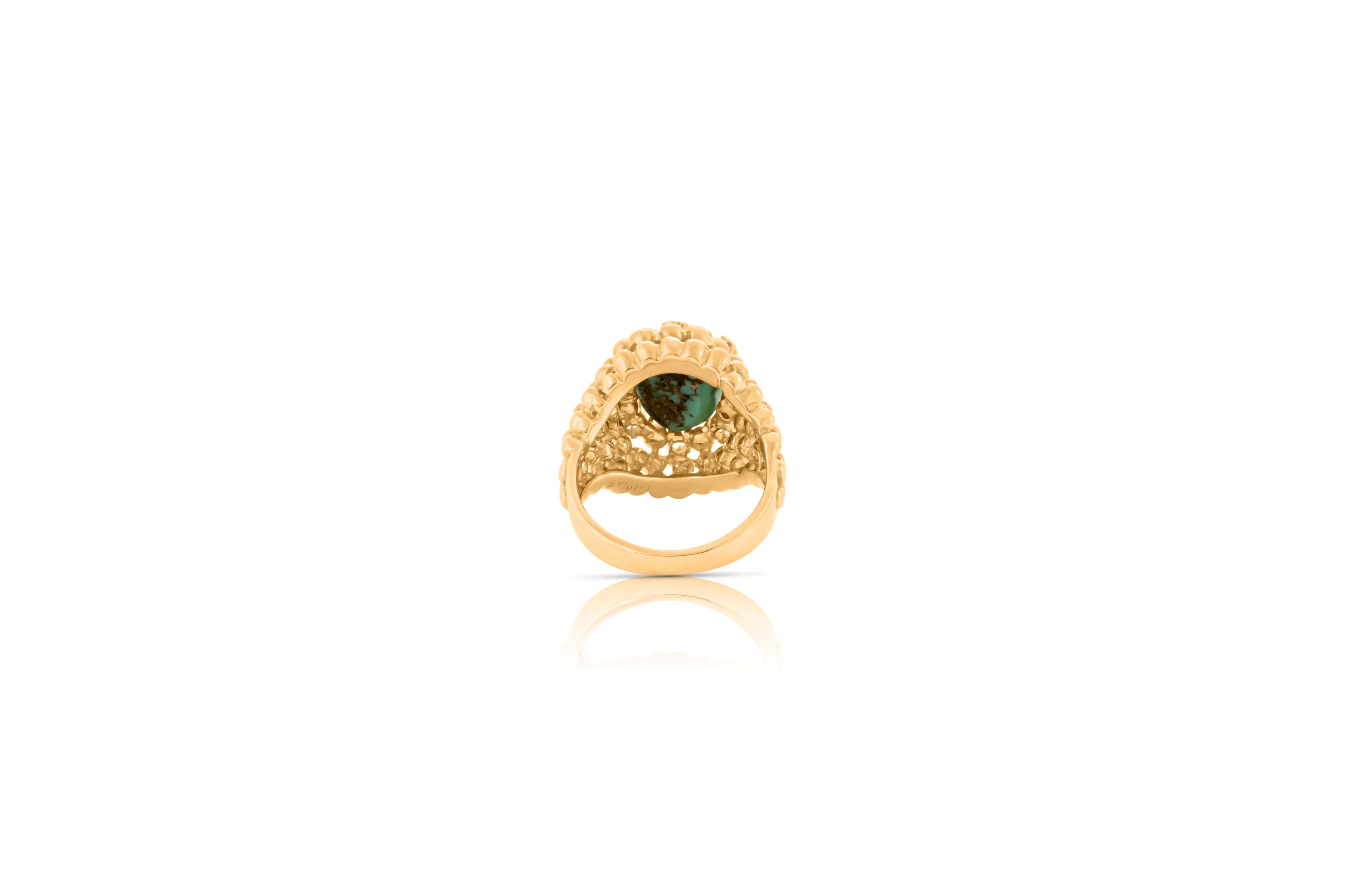 Van Cleef and Arpels Turquoise and Diamond bombe ring