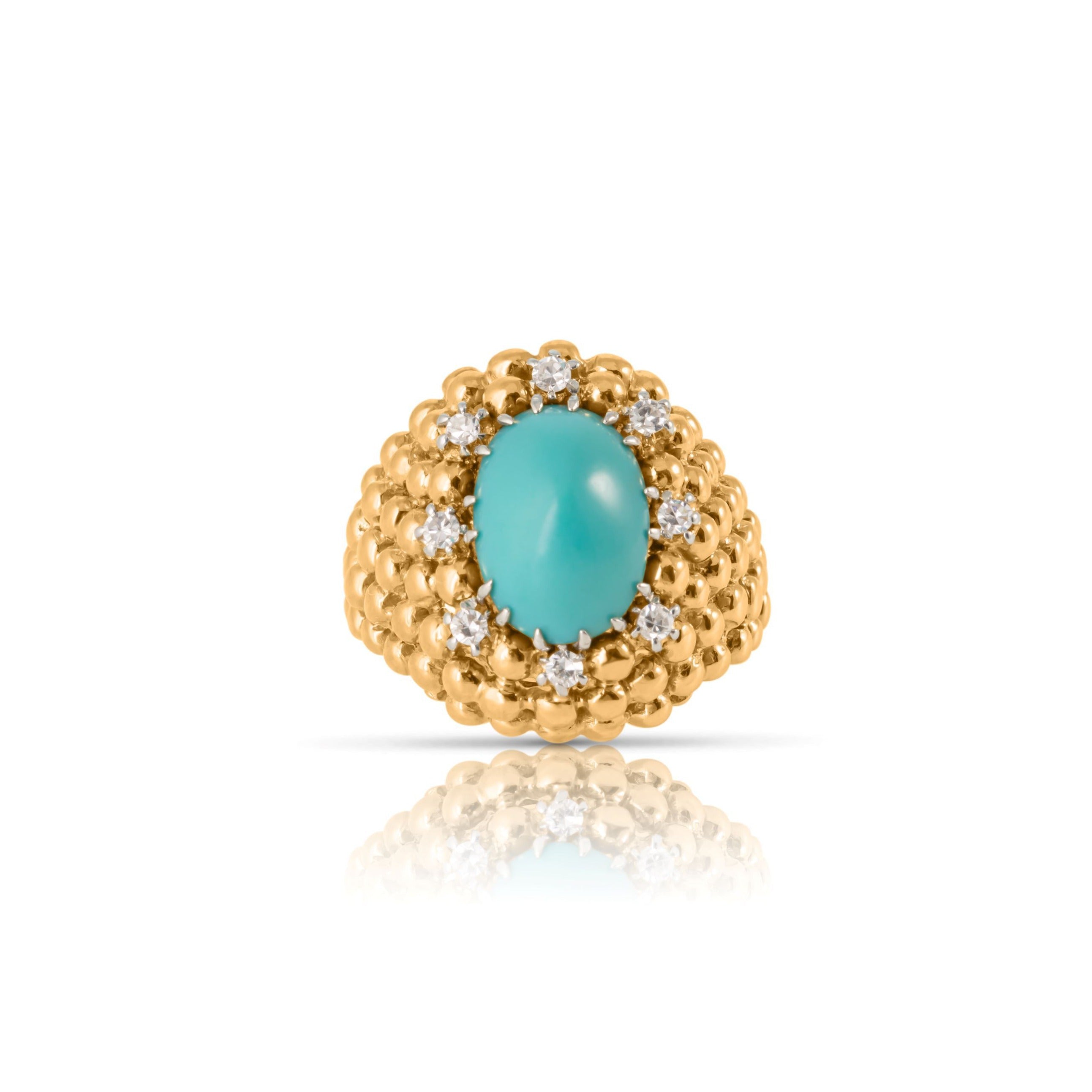 Van Cleef and Arpels Bague bombe Turquoise et Diamants