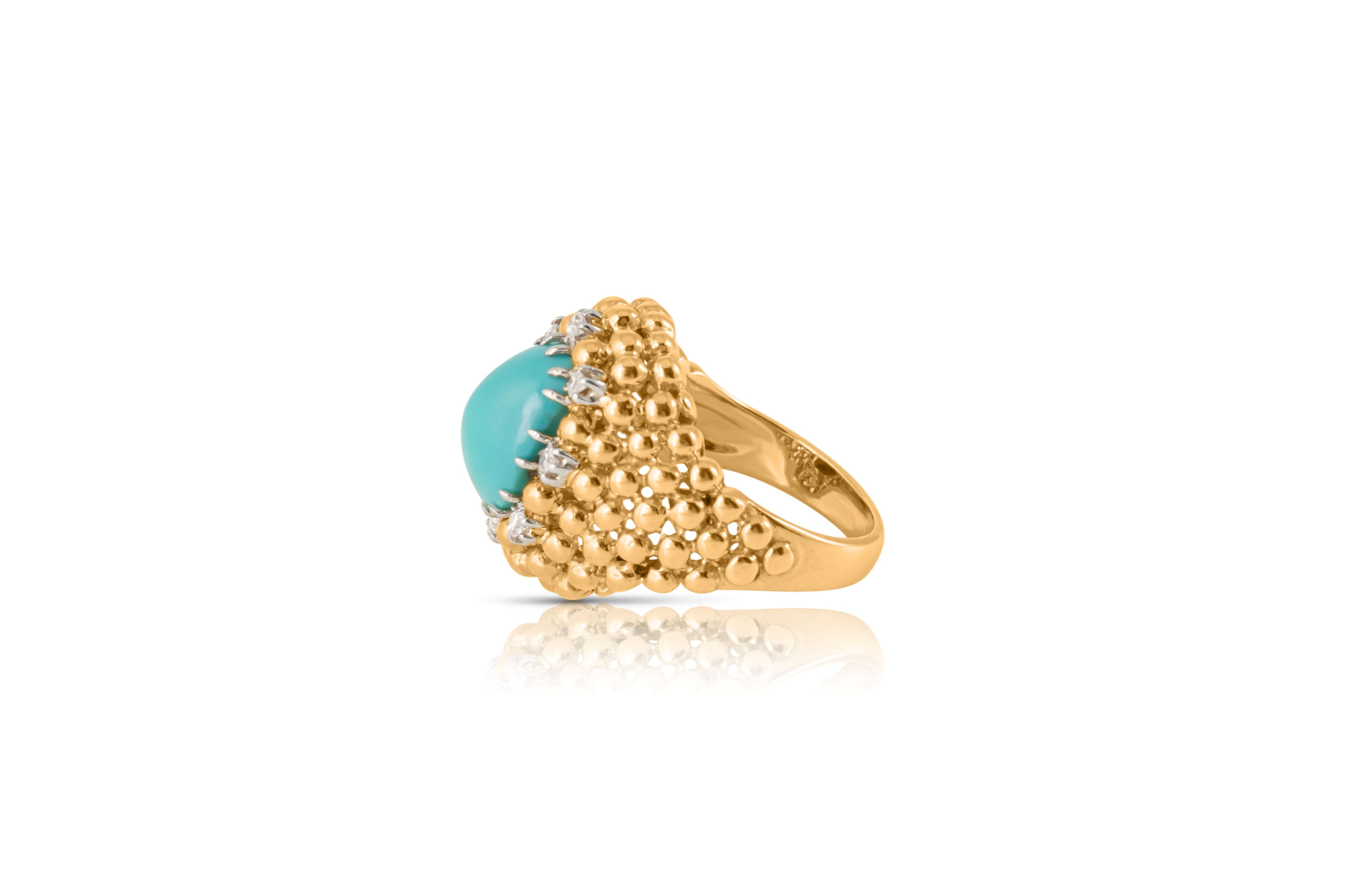 Van Cleef and Arpels Bague bombe Turquoise et Diamants