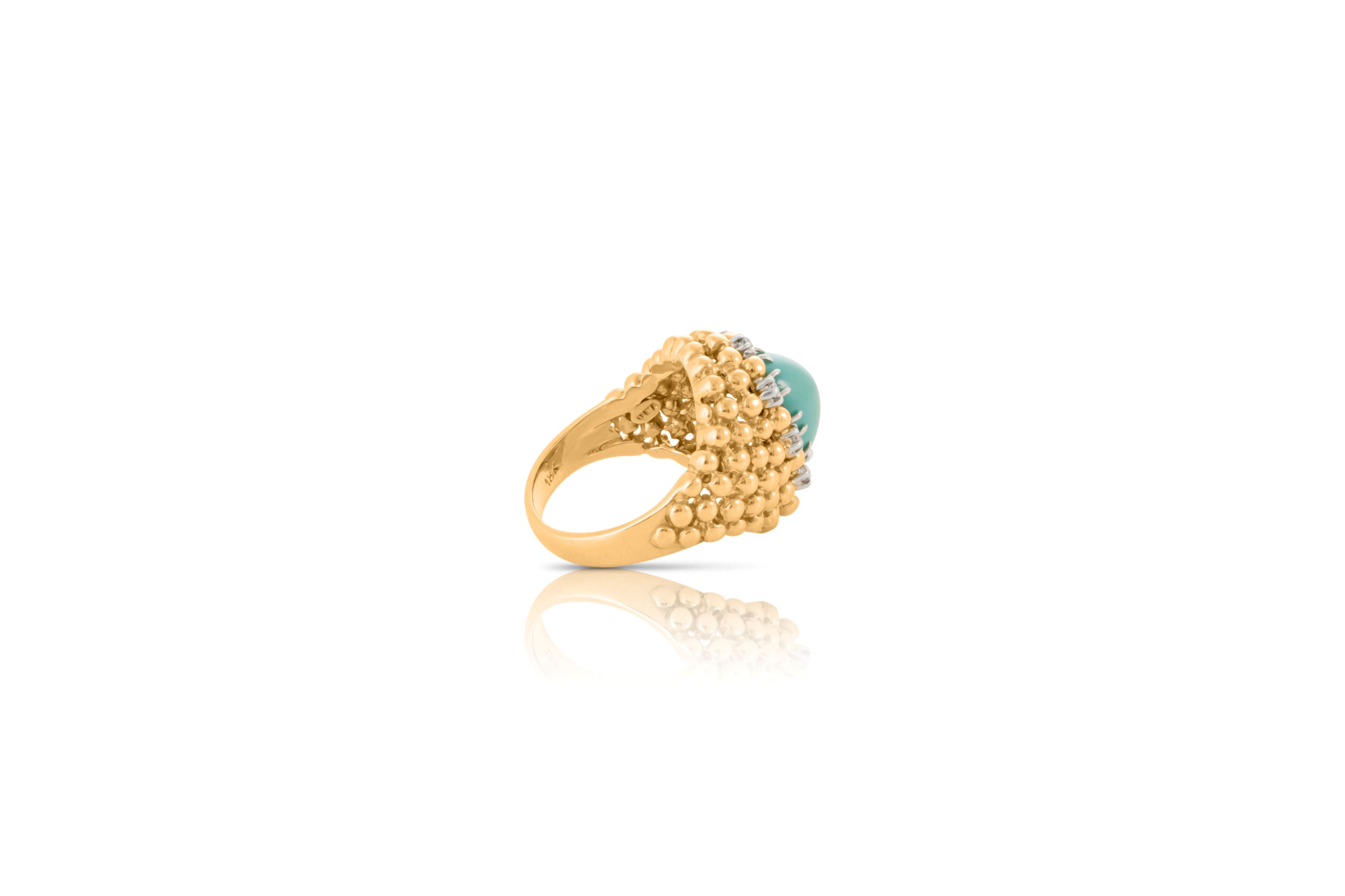 Van Cleef and Arpels Turquoise and Diamond bombe ring